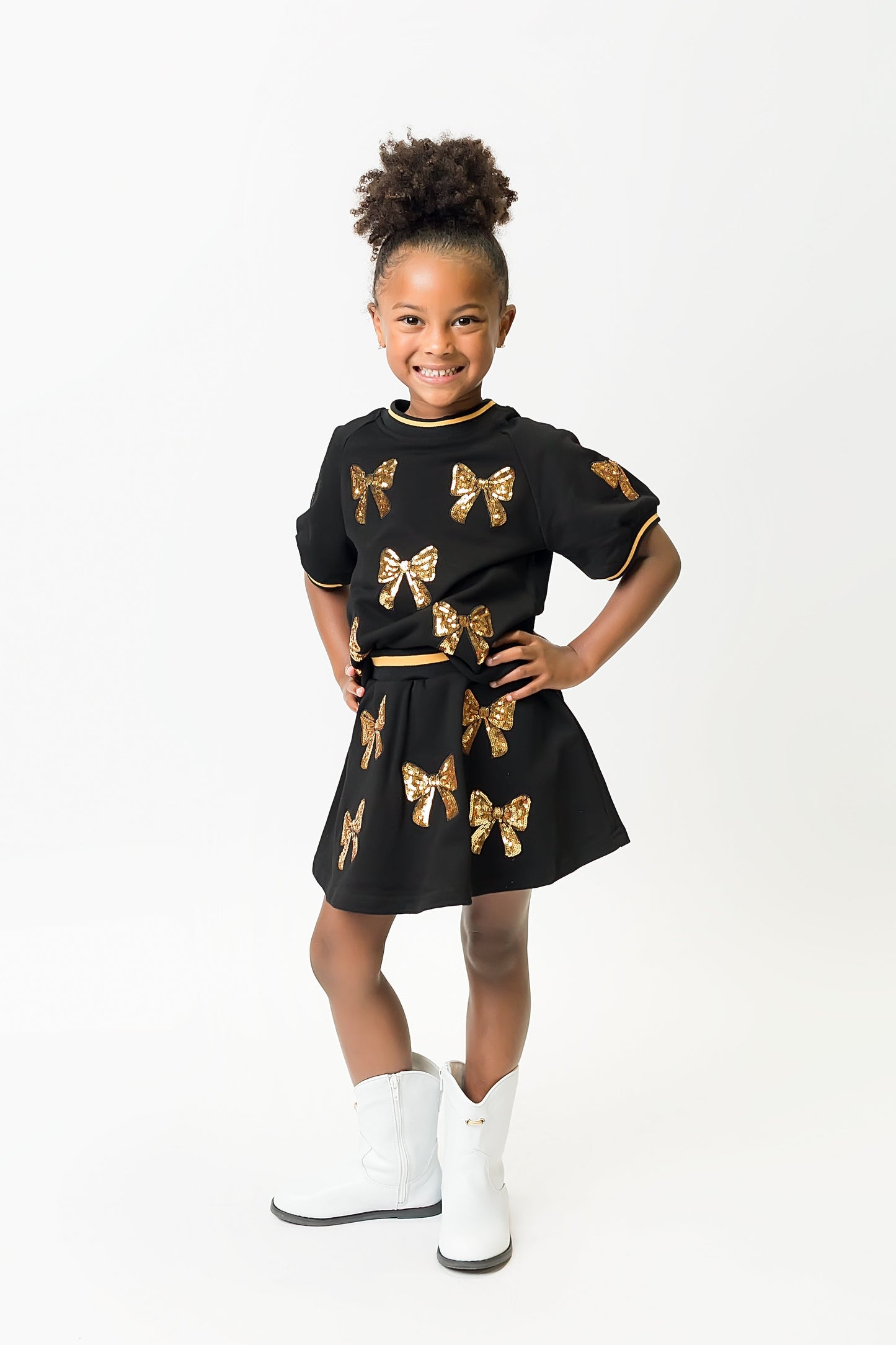 Black and Gold Bows Top