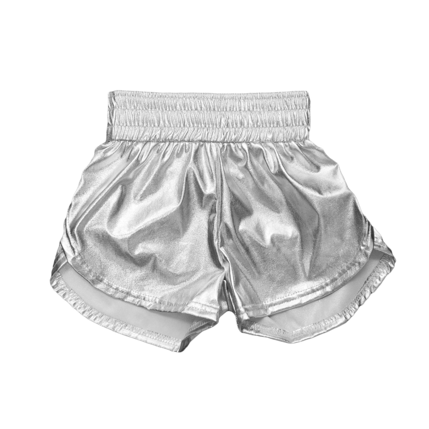 Silver Metallic Shorts, detail view