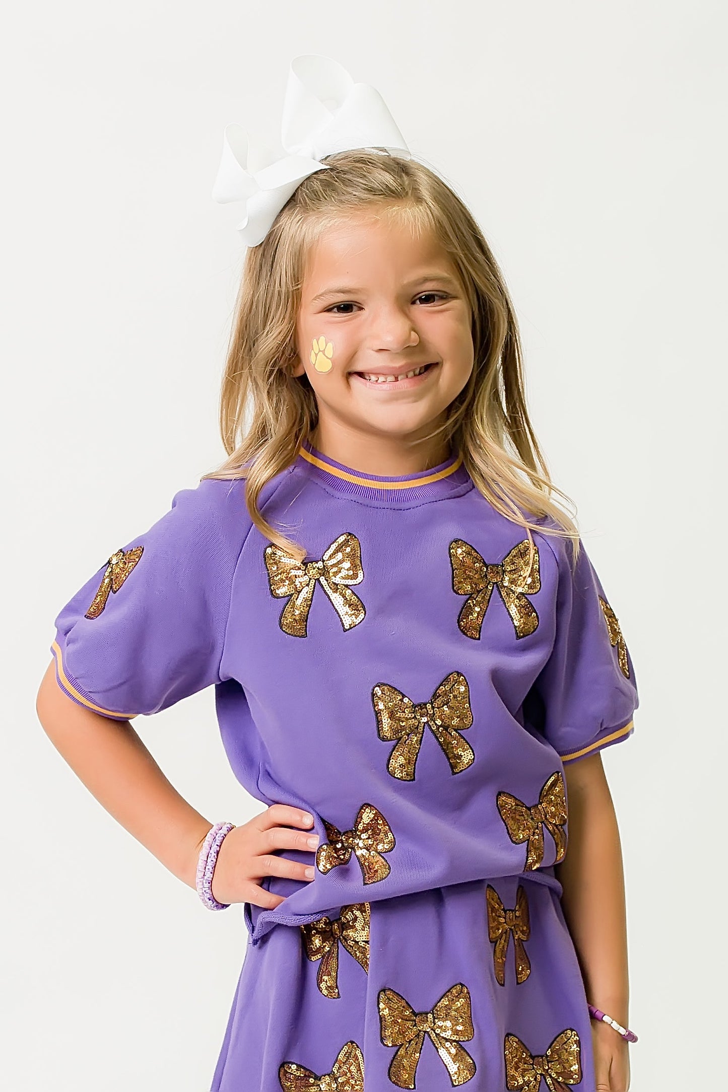 Purple and Gold Bows Top