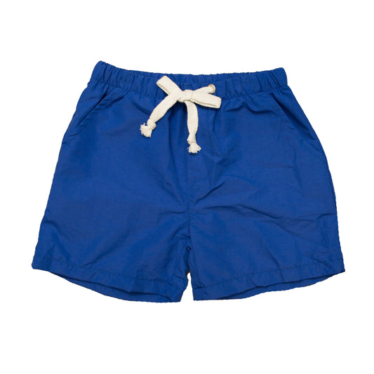 Royal blue Phoenix Shorts for boys with elastic waist and white drawstring, lightweight and breathable athletic wear