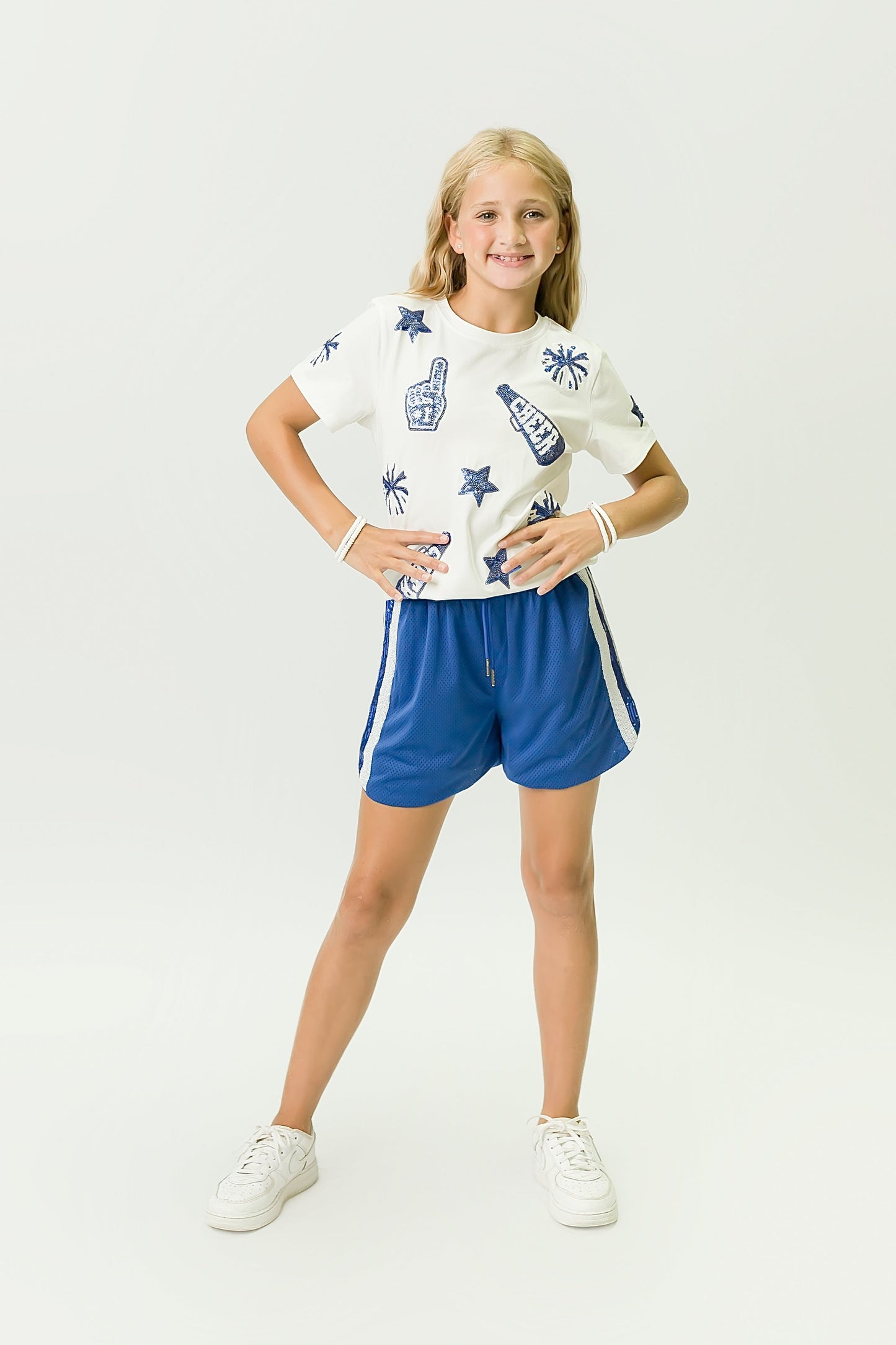 Royal Blue and White Cheer Shirt
