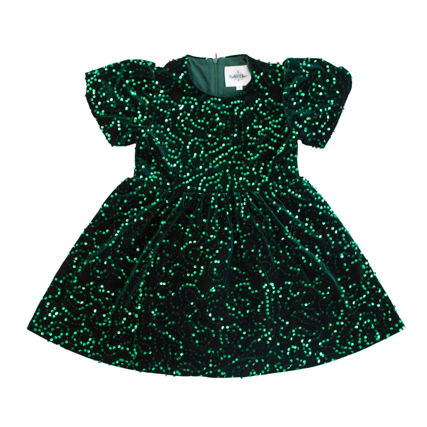 Green Sequin Velvet Dress