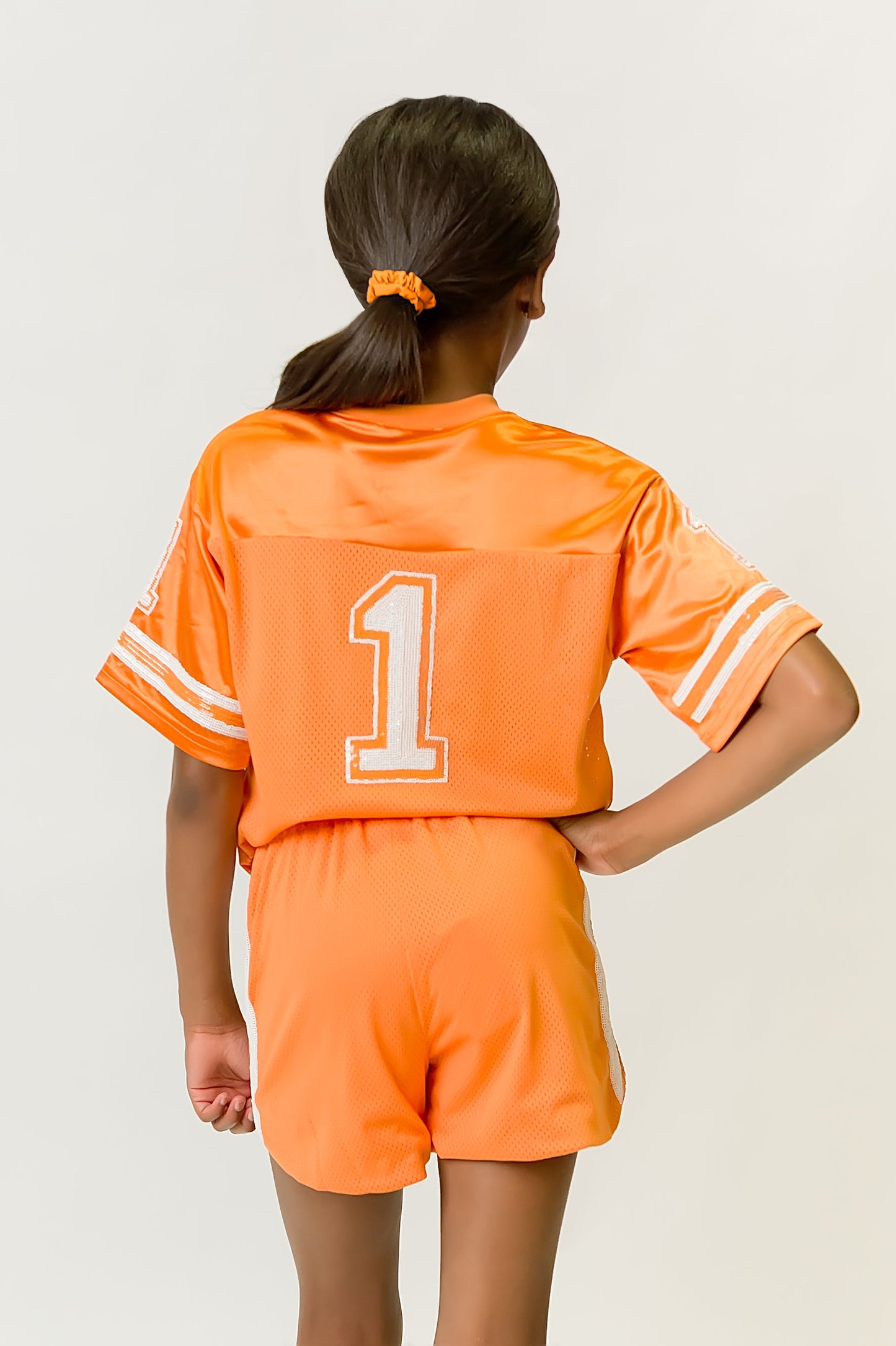 Orange and White Sequin Jersey