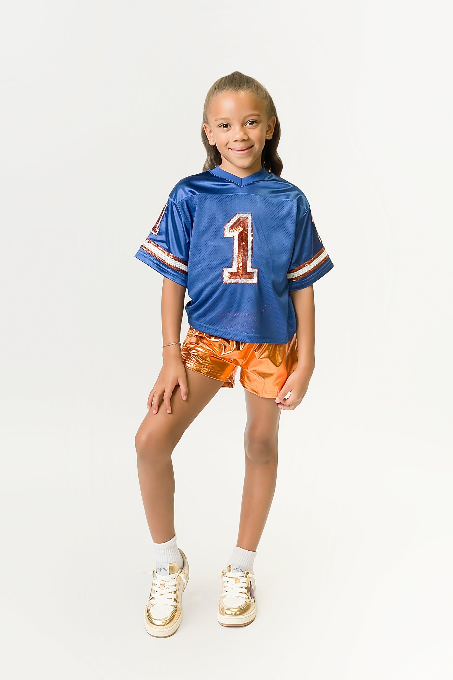 Royal Blue and Orange Sequin Jersey