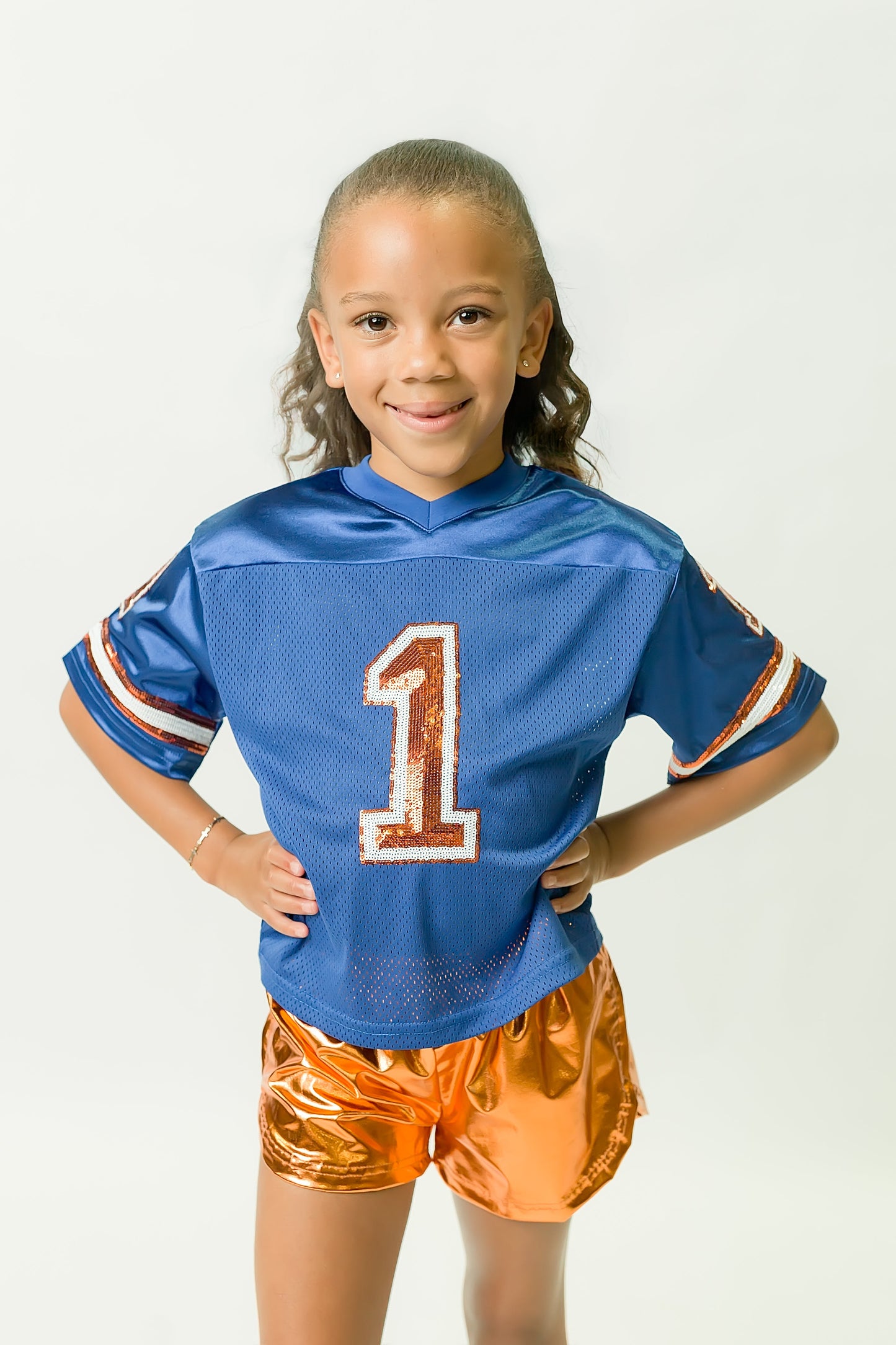 Royal Blue and Orange Sequin Jersey