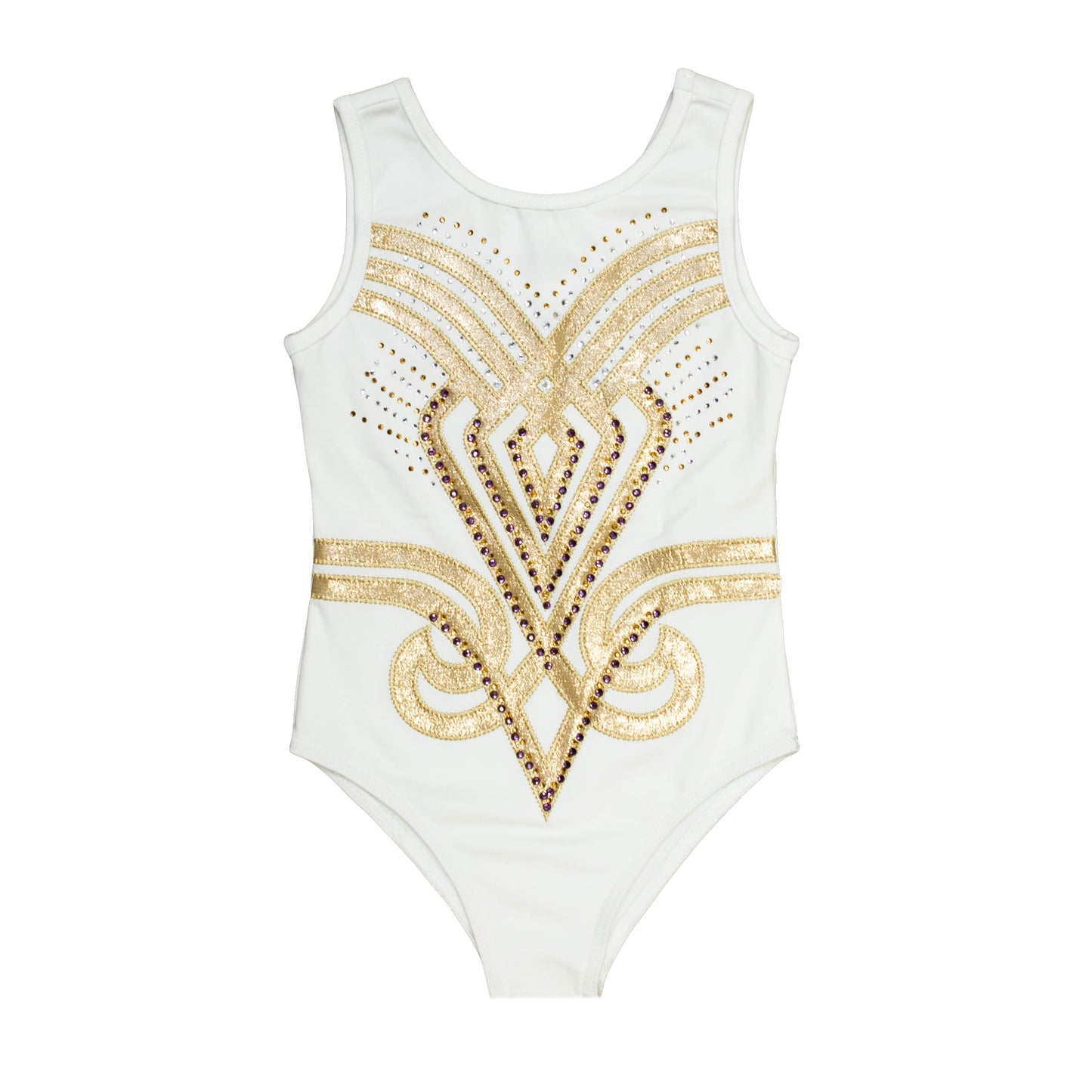 Purple and gold costume suit only with gold detailing and rhinestones