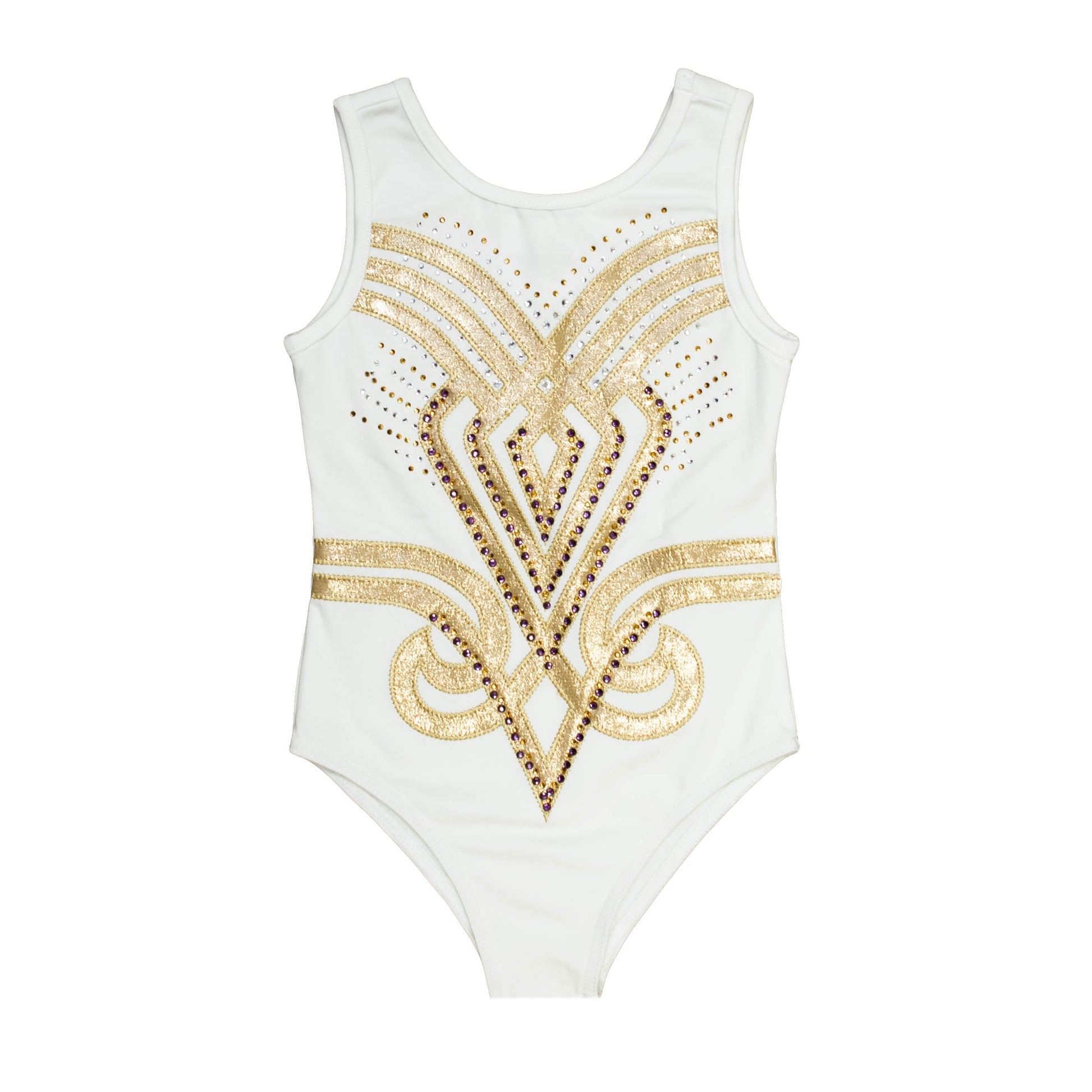 Purple and gold costume suit only with gold detailing and rhinestones