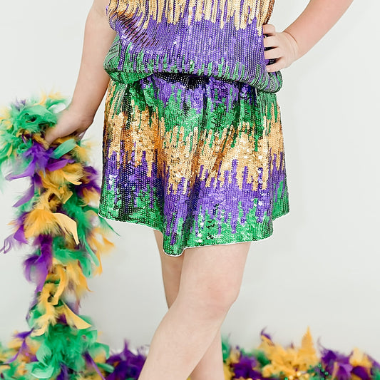 Mix Mardi Gras Sequin Skort