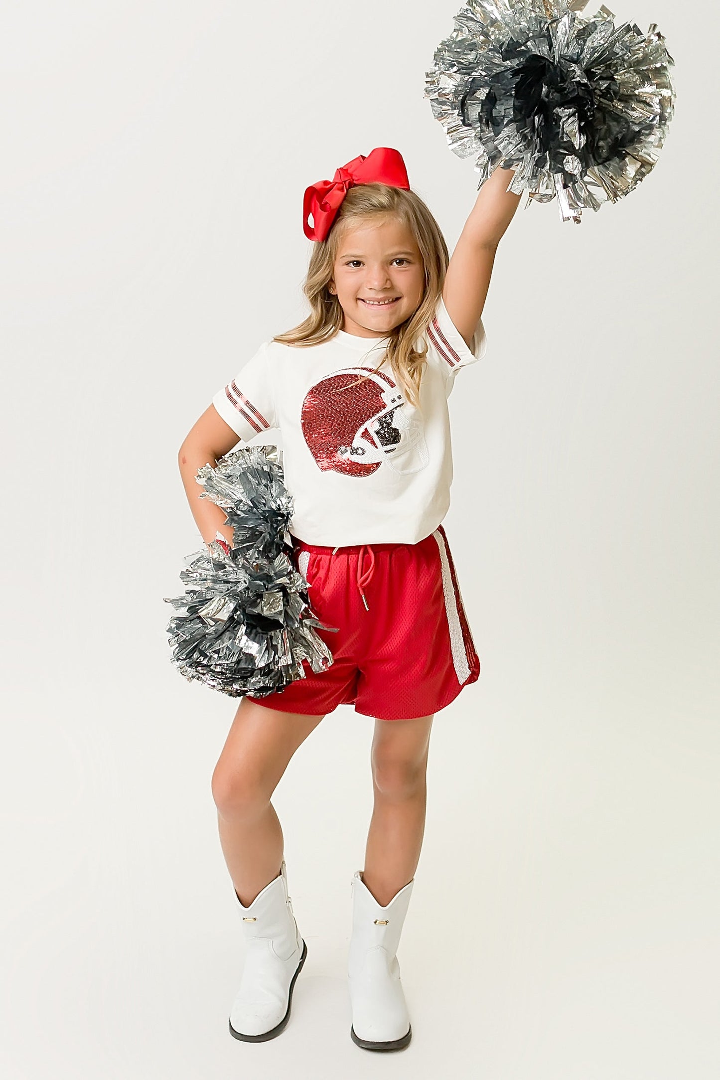 Red and White Sequin Shorts