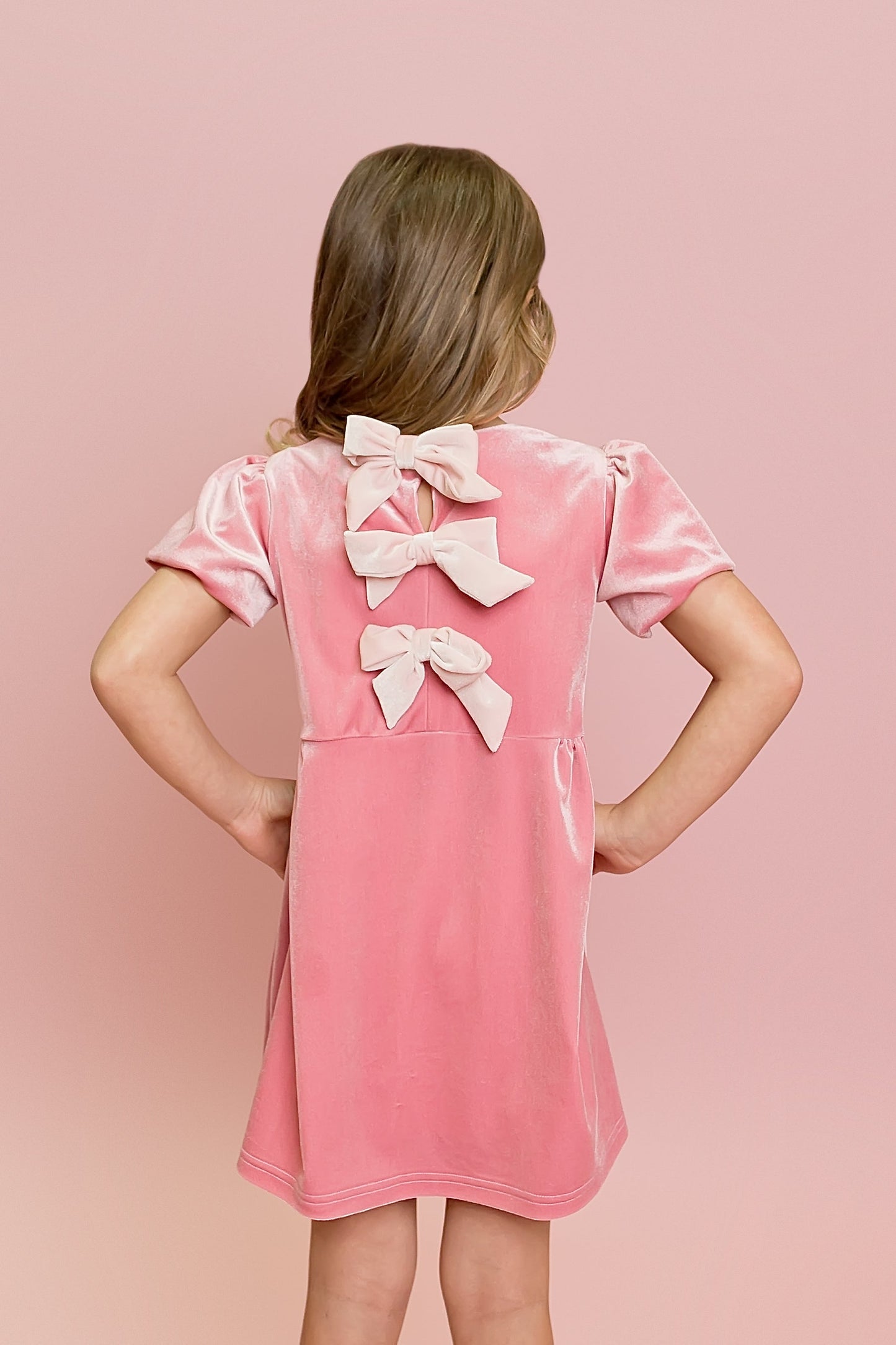 Pink Velvet Bow Dress