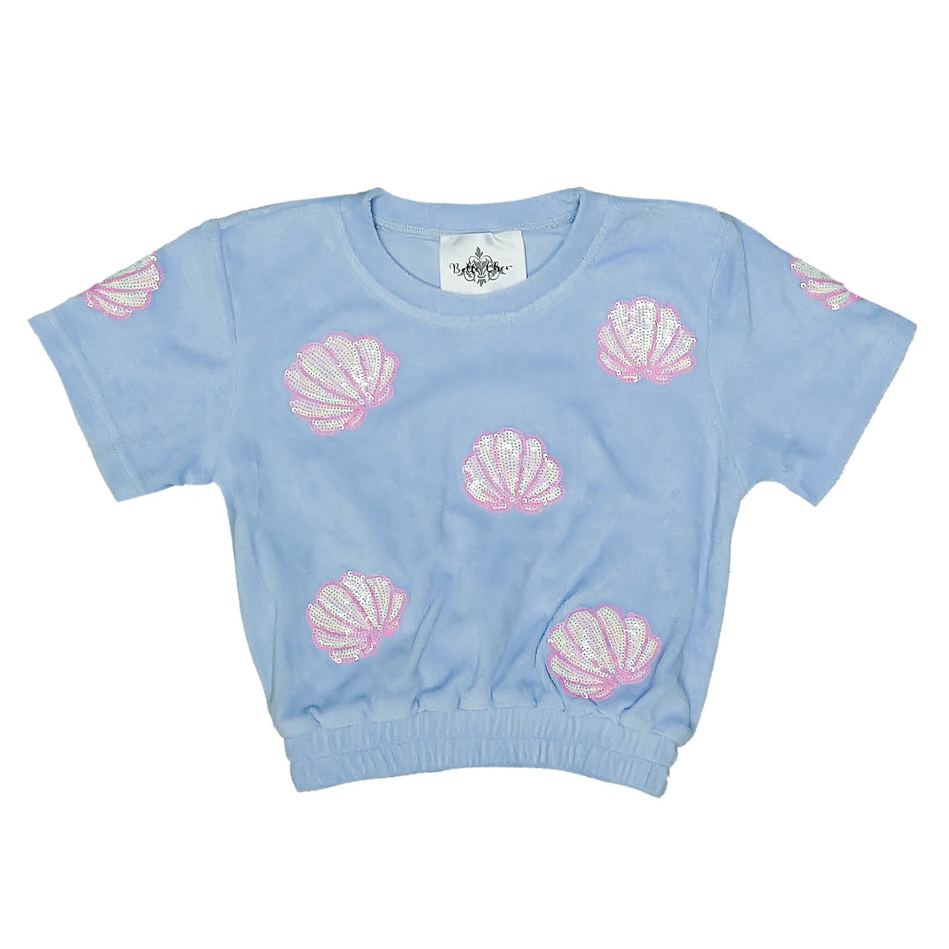Light Blue Terry Cloth Seashell Top - back view