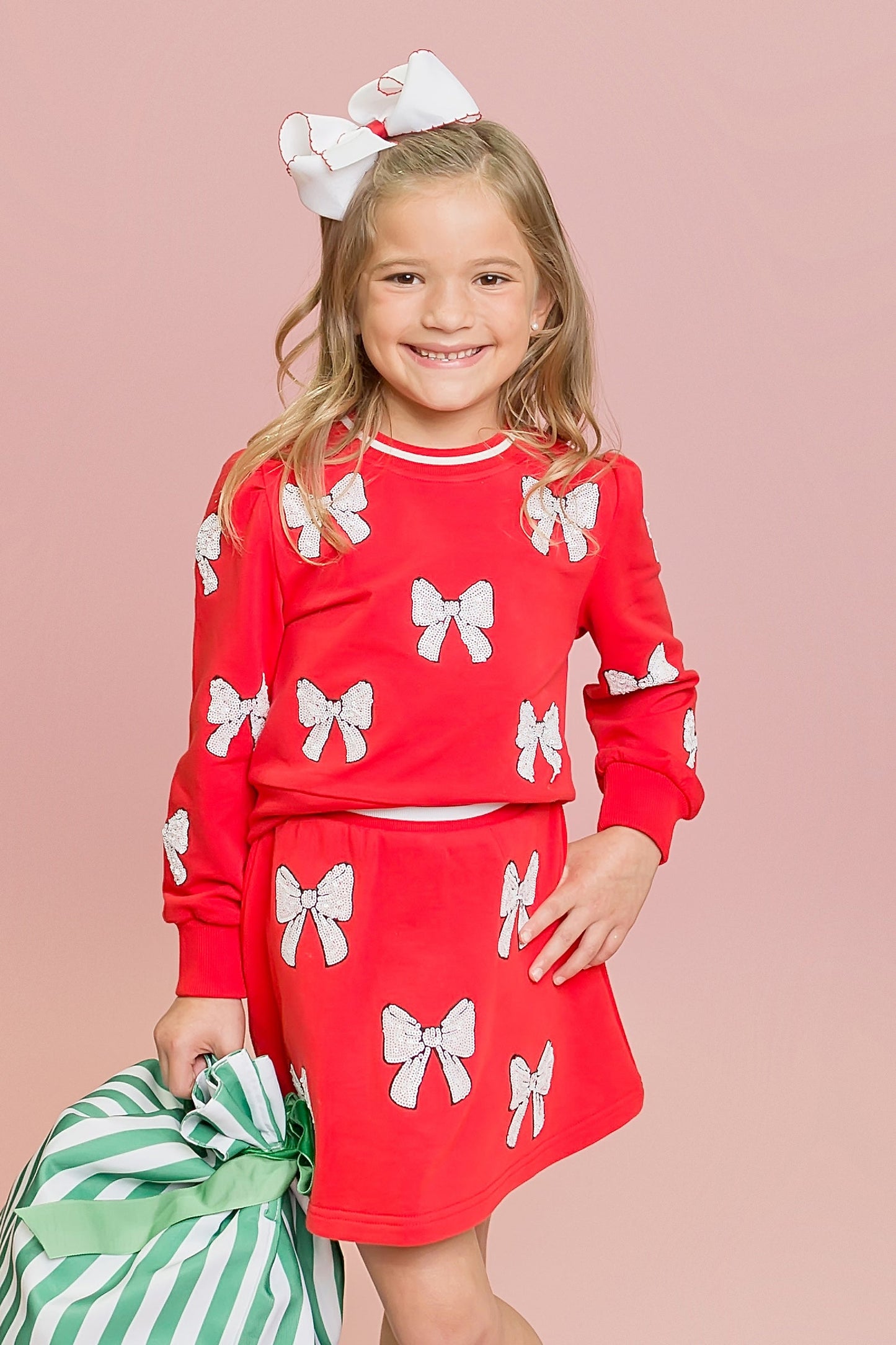 Red White Bow Sweatshirt