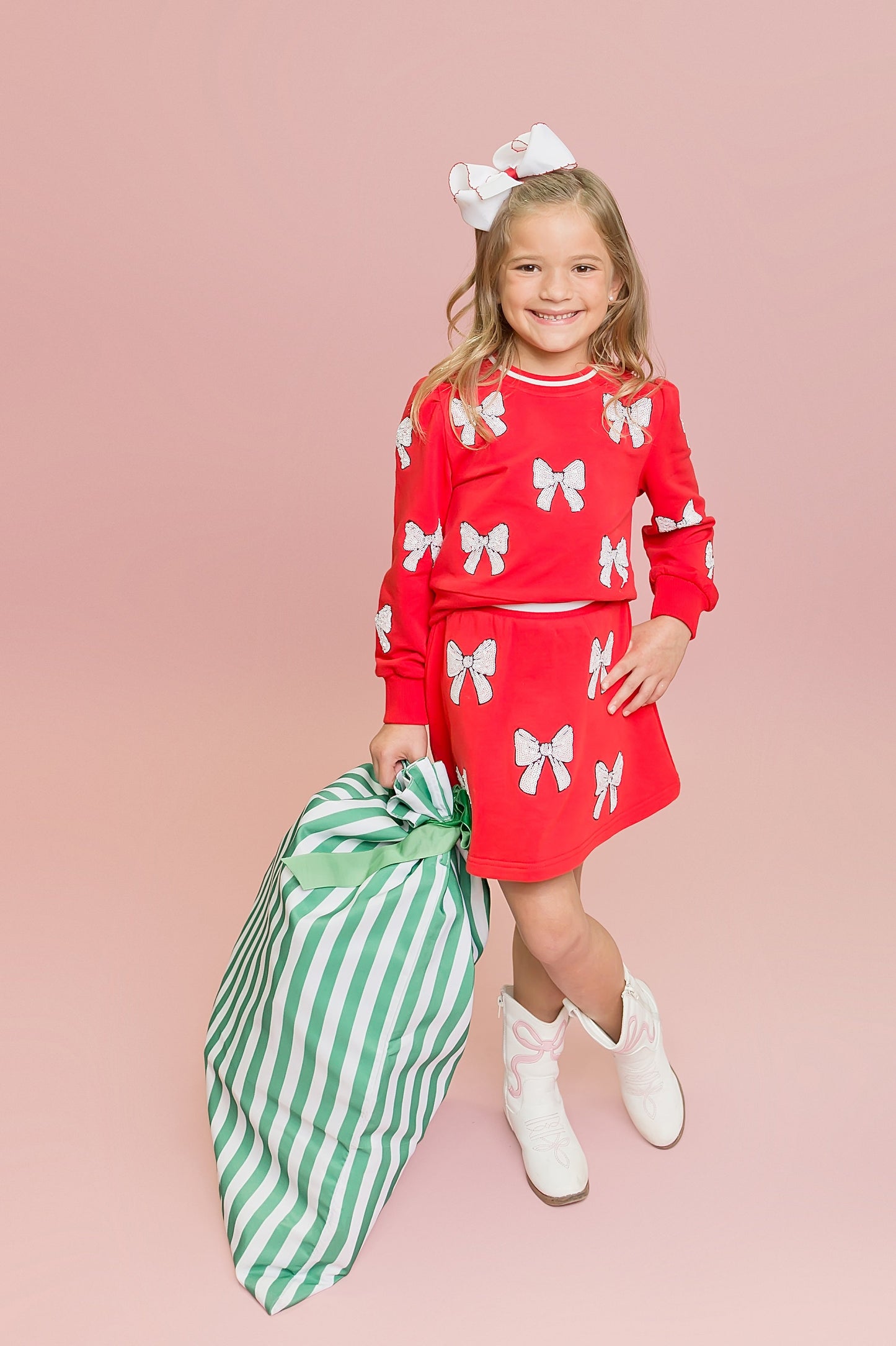 Red White Bow Sweatshirt