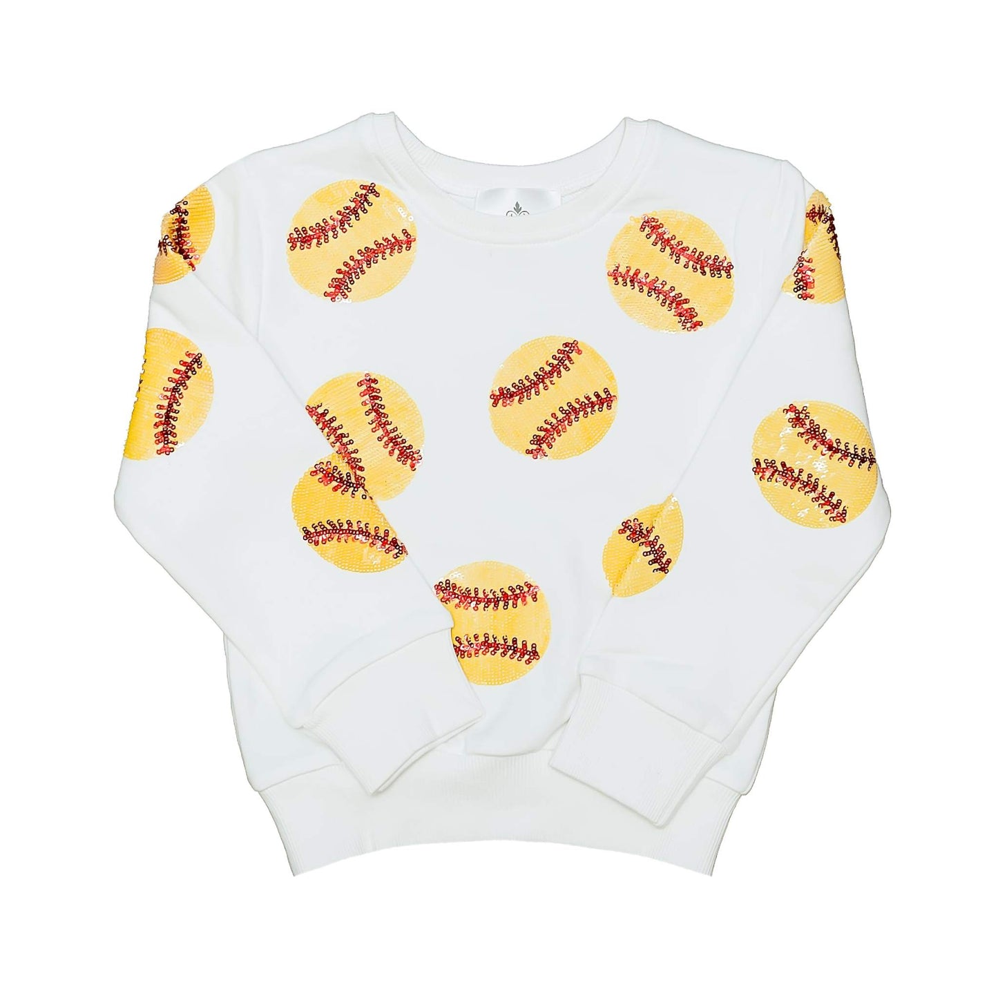 Kids Softball Sequin Sweatshirt front view