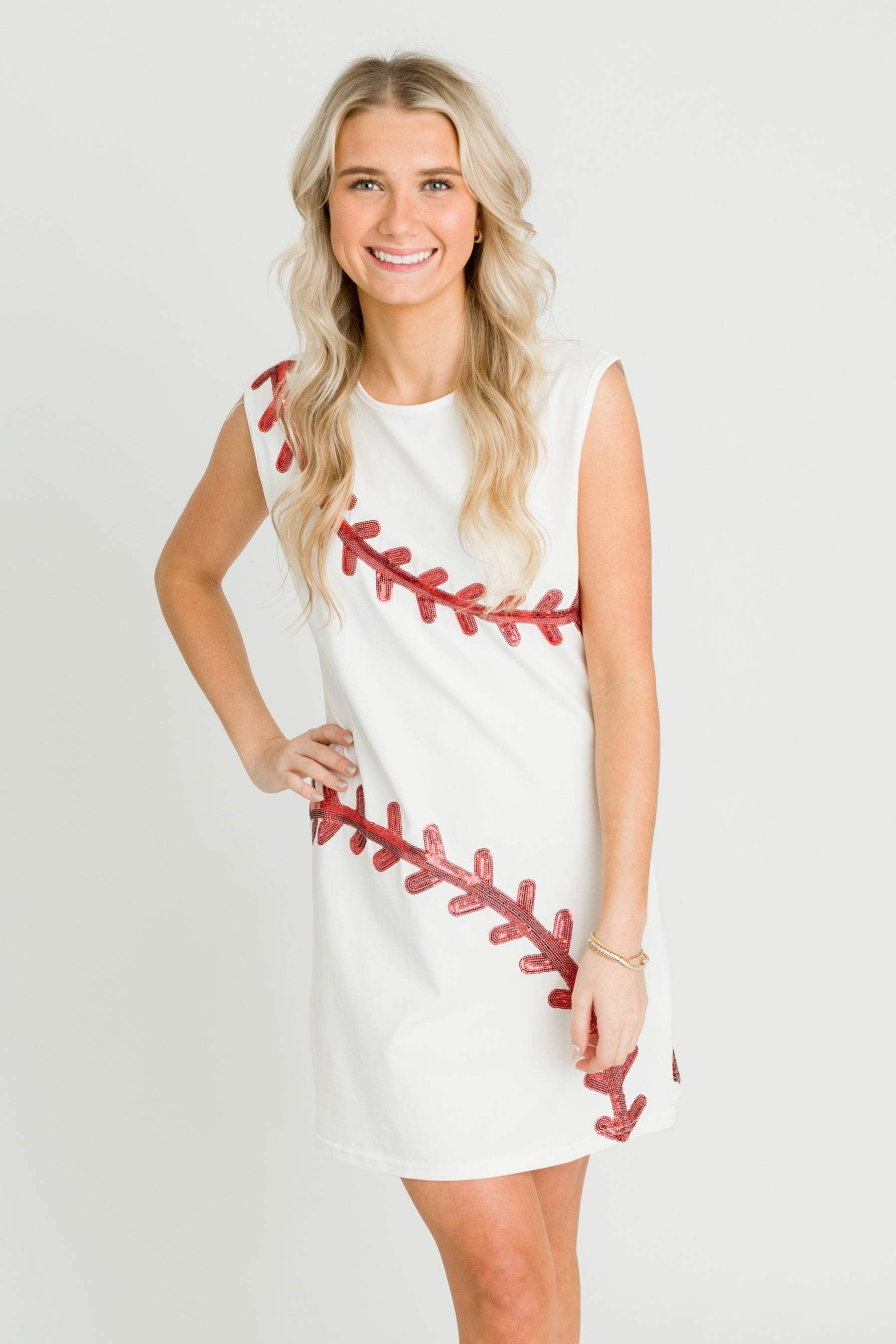 Baseball White Dress, front view