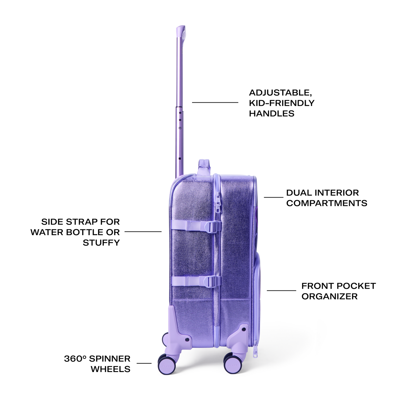 Logan Carry-On Suitcase in 3D Hearts, side detail