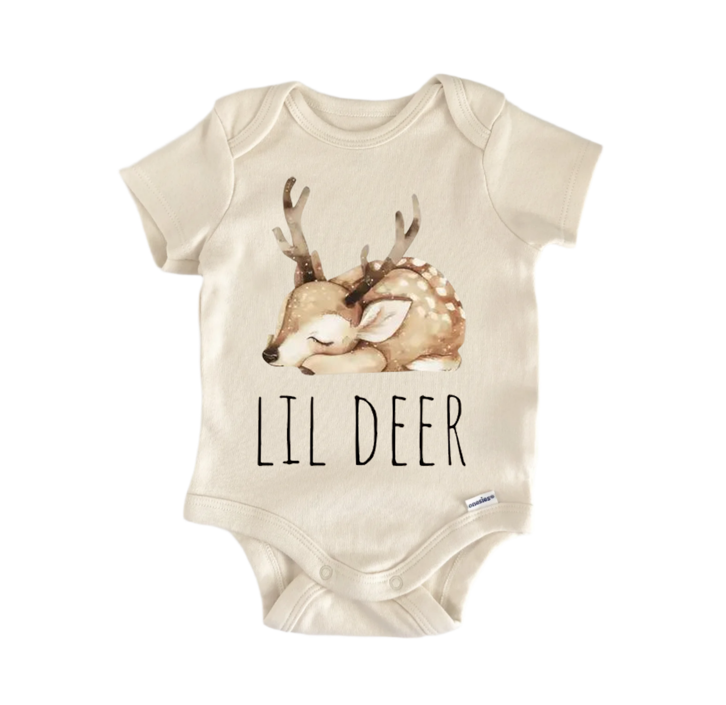 Deer newborn baby onesie front view