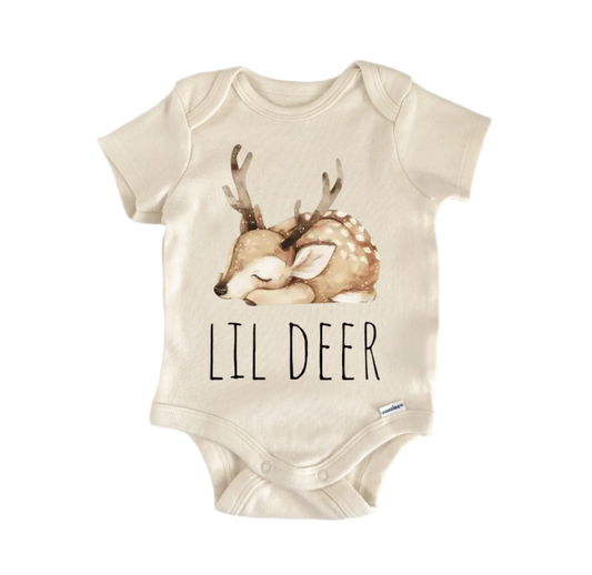 Deer newborn baby onesie front view