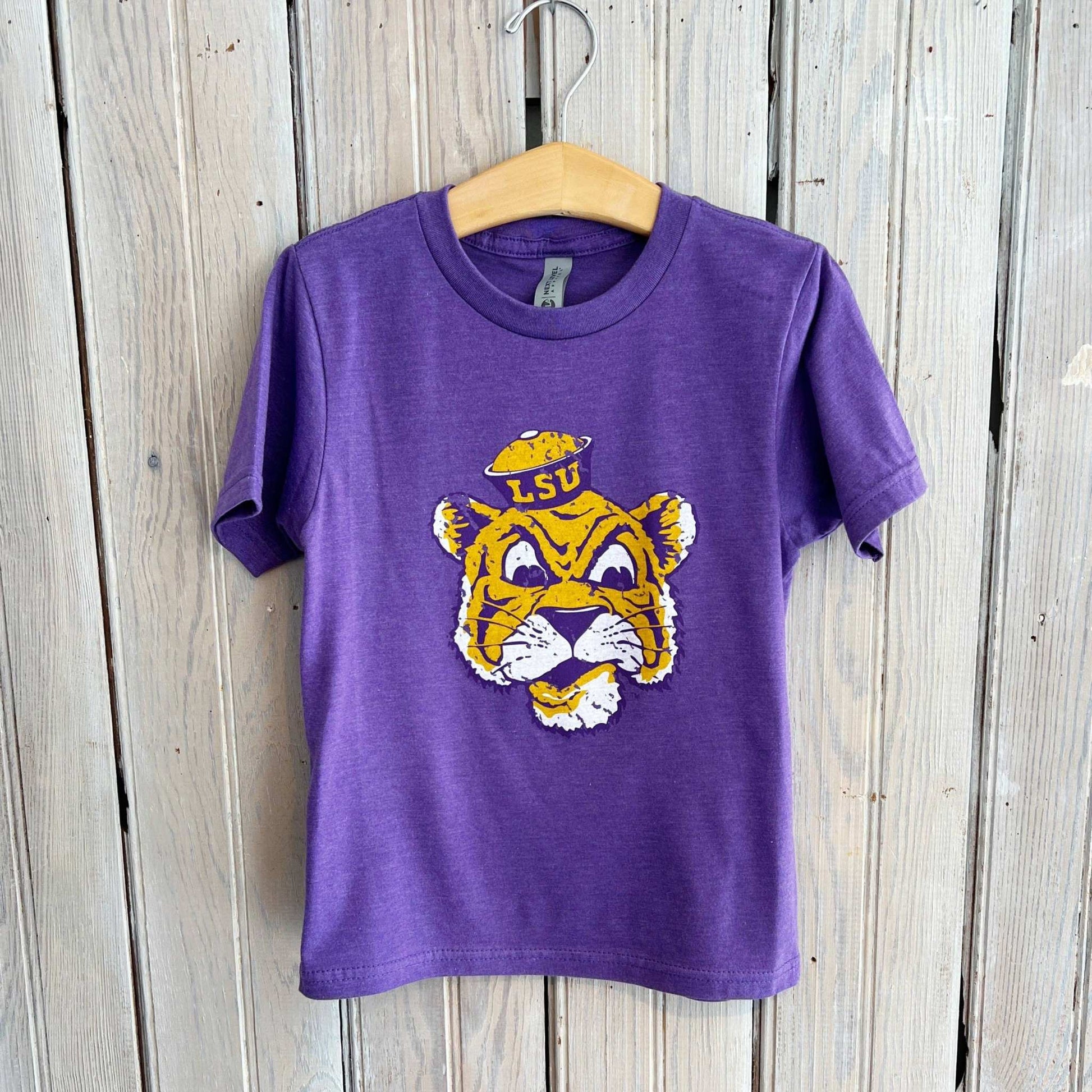 LSU Kids Tee Sailor Mike by Nolaverse - retro-style, soft cotton, LSU mascot design.