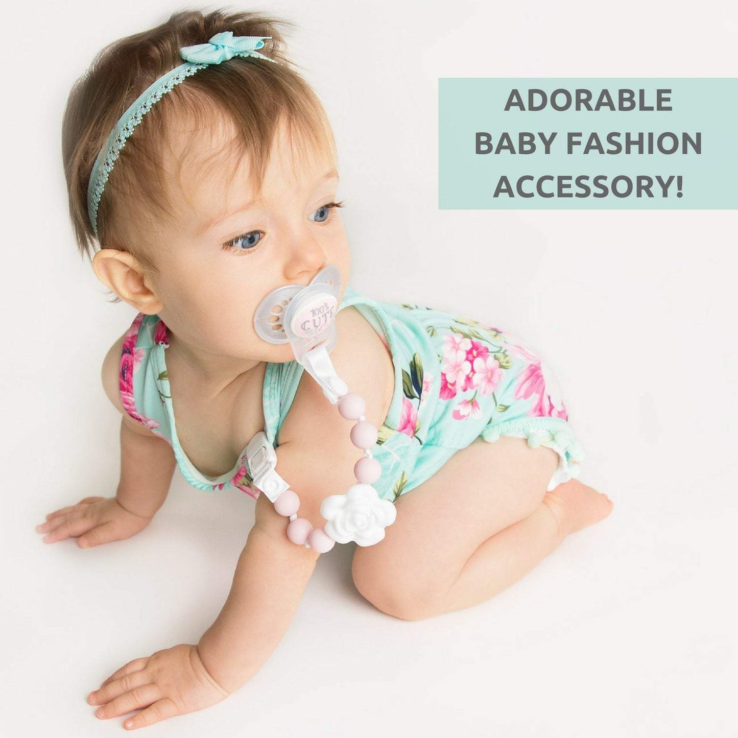 Silicone Pacifier Clip and Teether Holder Set