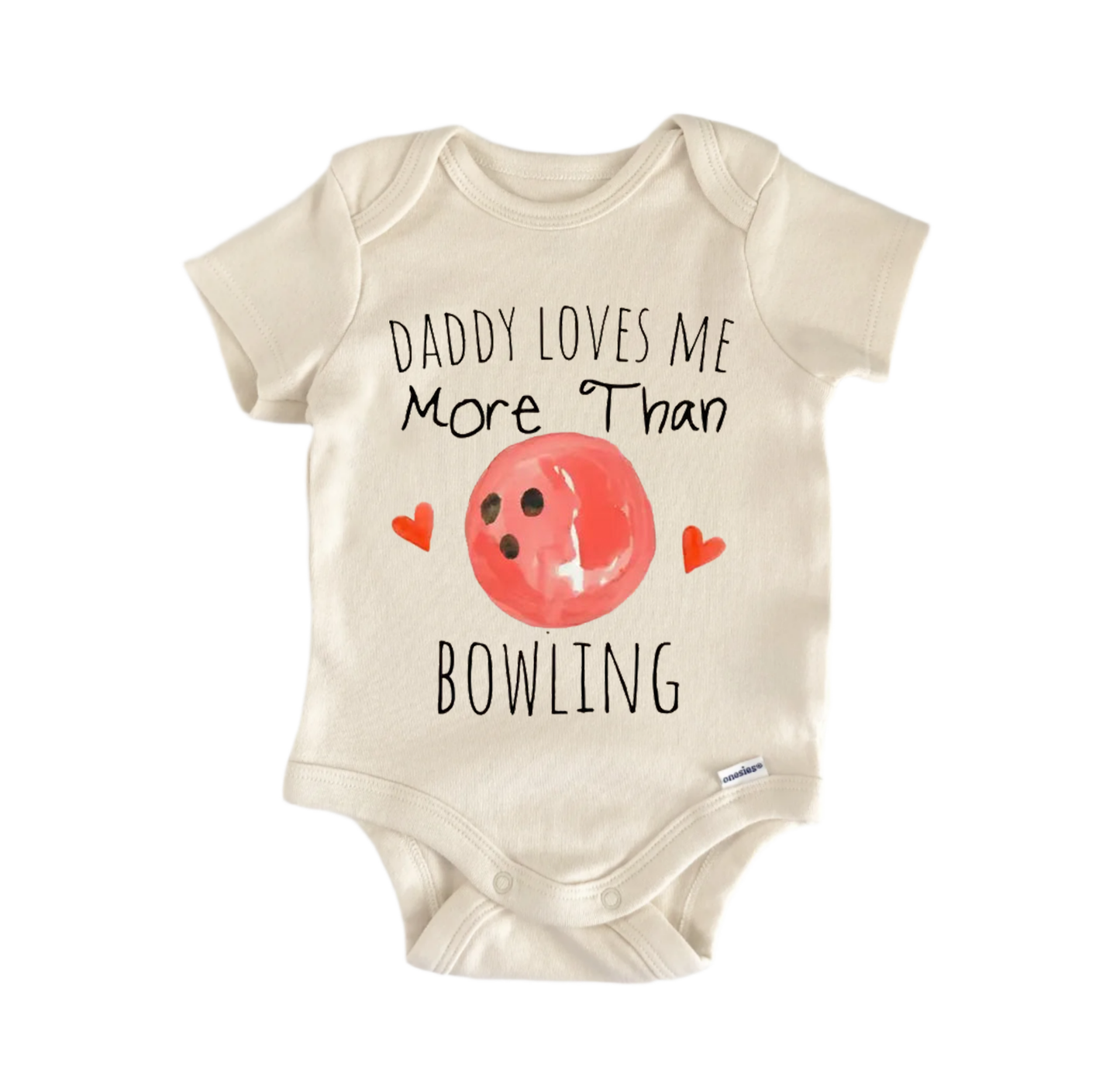 Bowling love newborn baby onesie front view