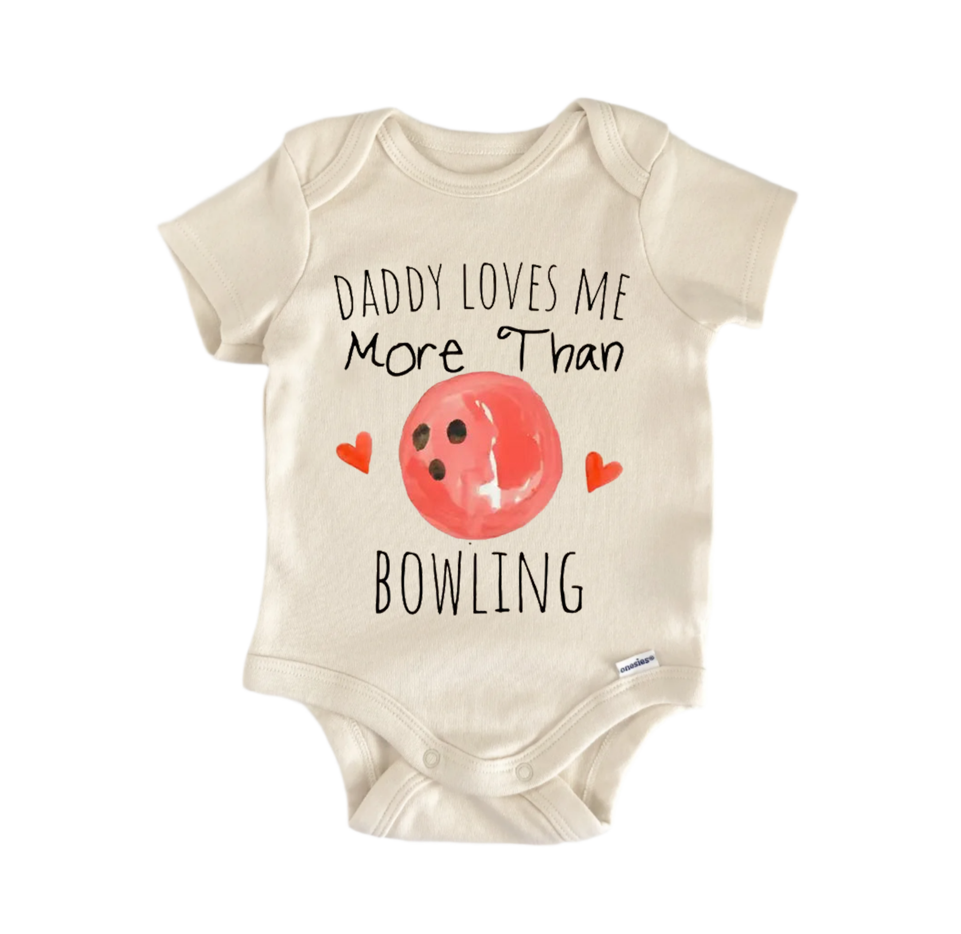 Bowling love newborn baby onesie front view