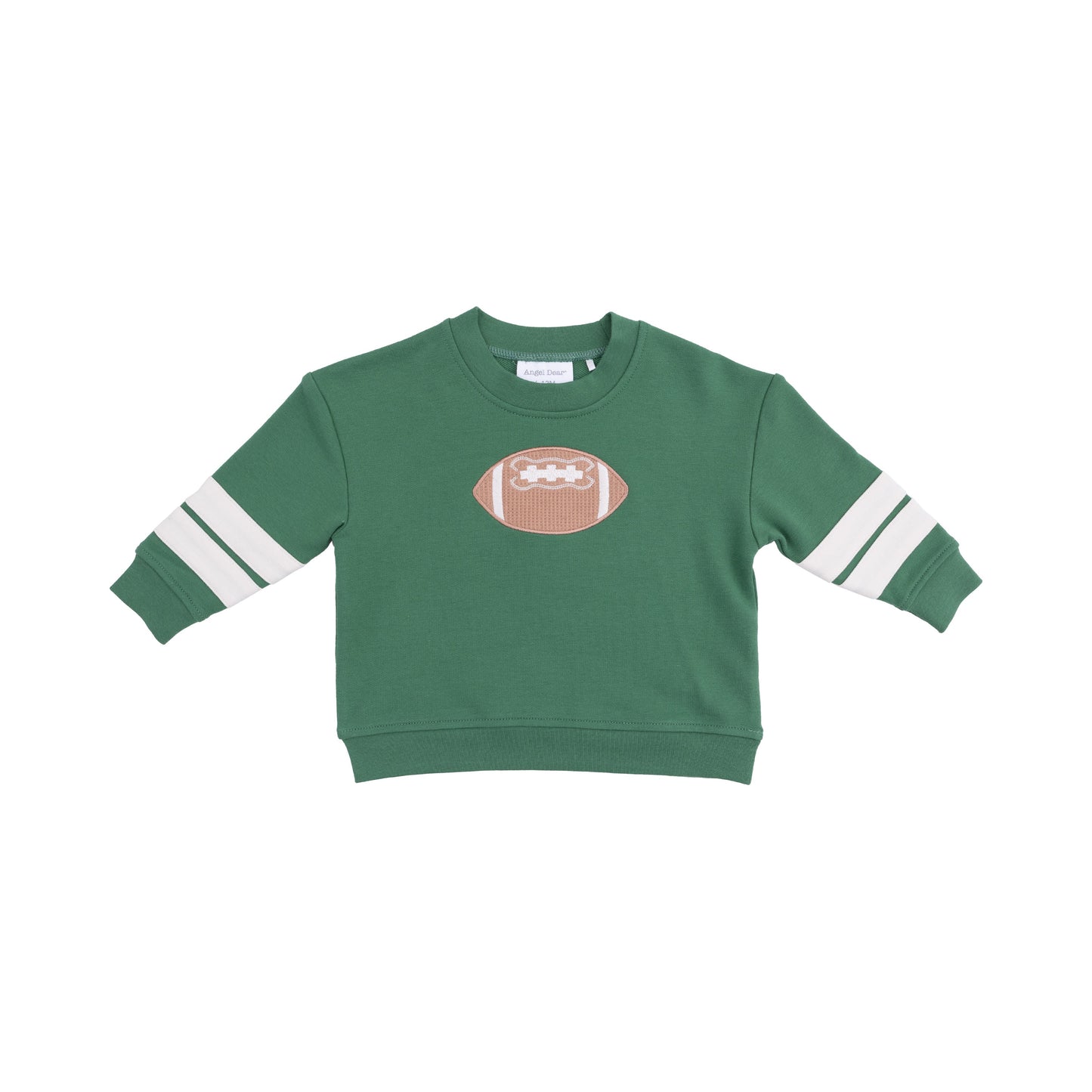 Varsity green drop sleeve sweatshirt detail view