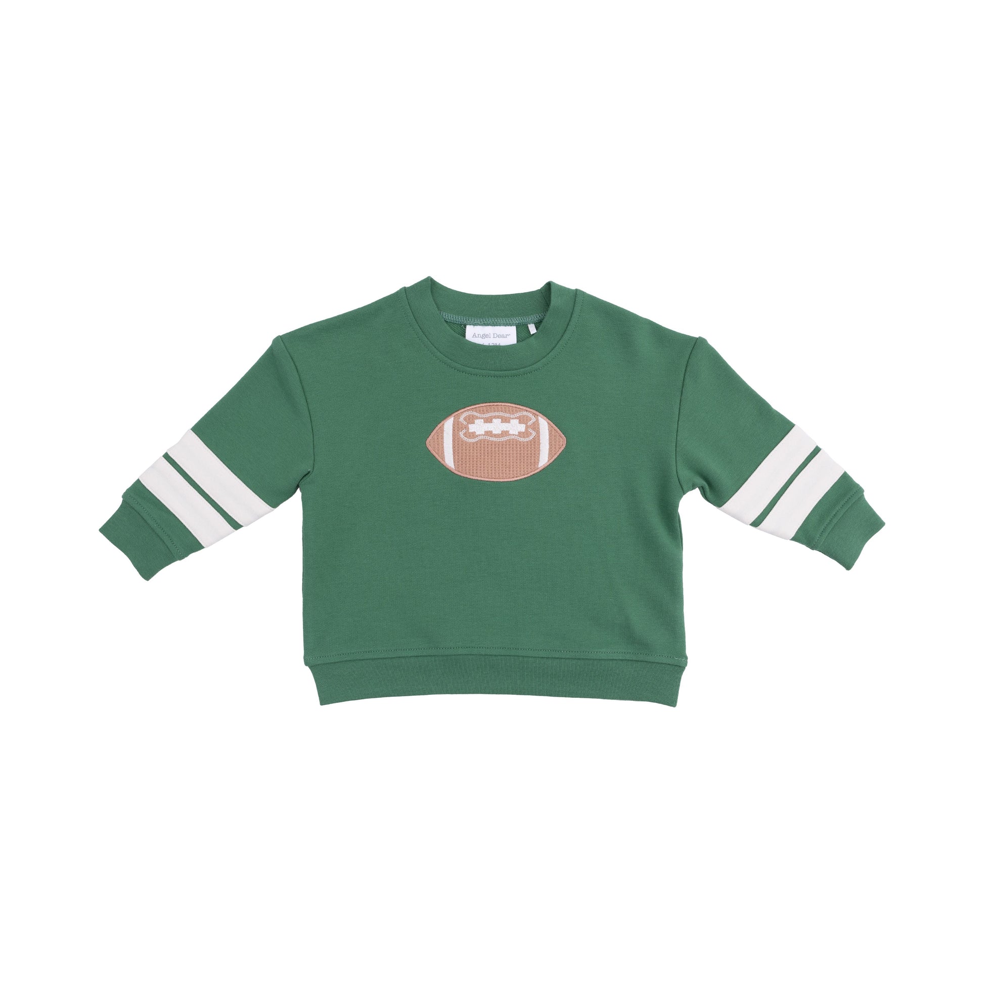 Varsity green drop sleeve sweatshirt detail view