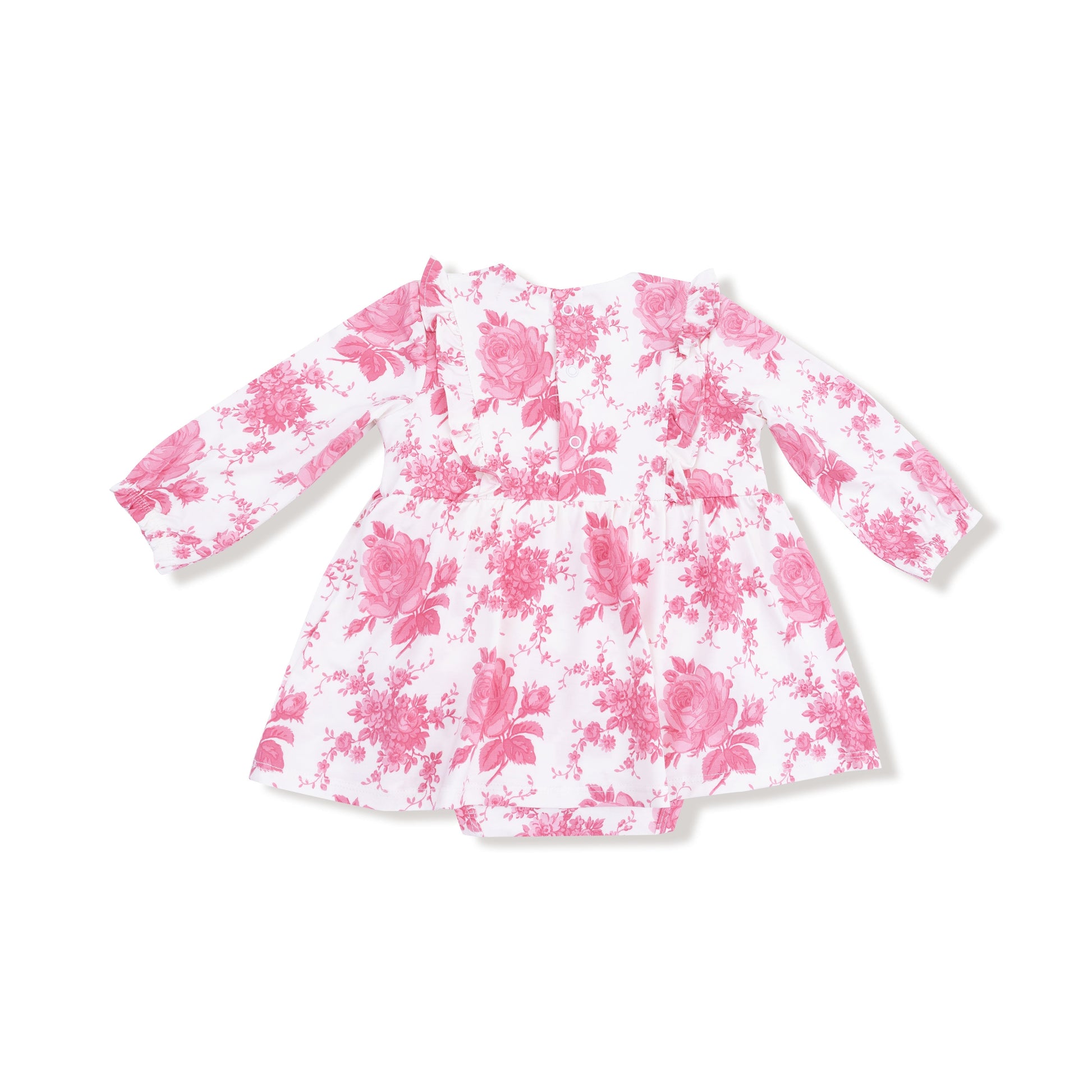 Vintage pink roses bodysuit dress back view