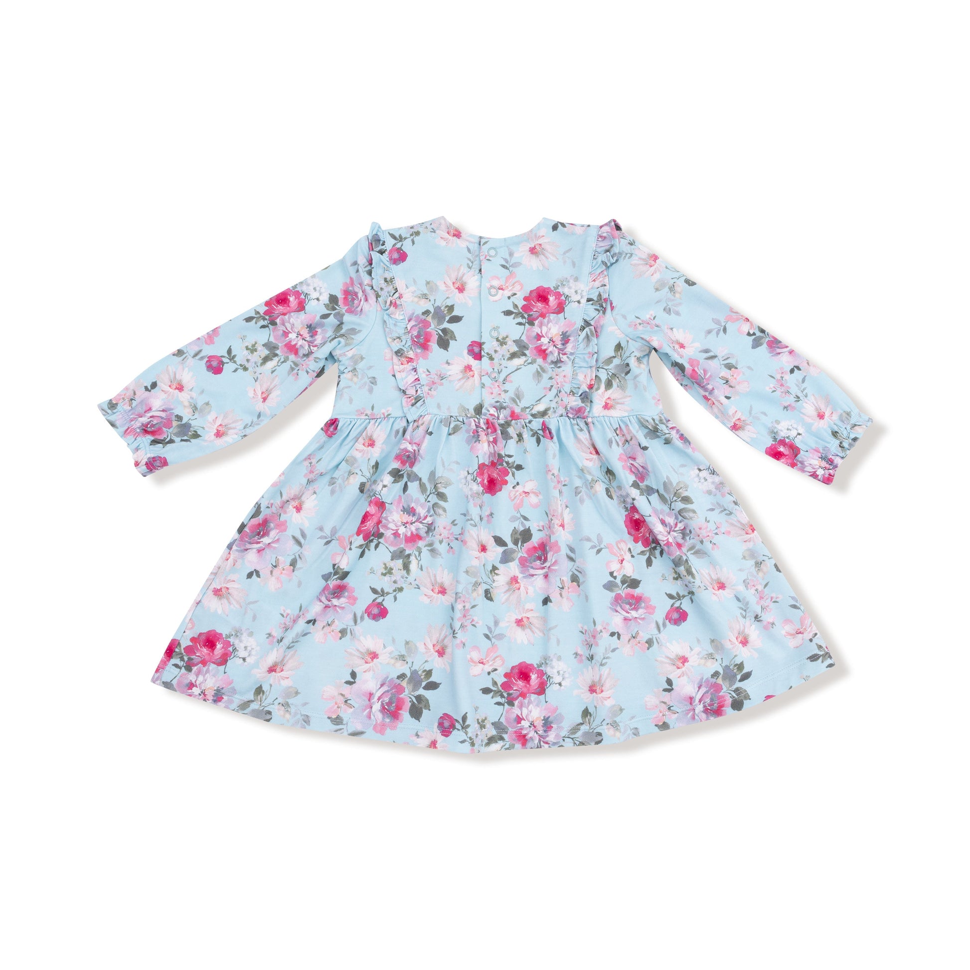 Charlotte floral ruffle dress detail view