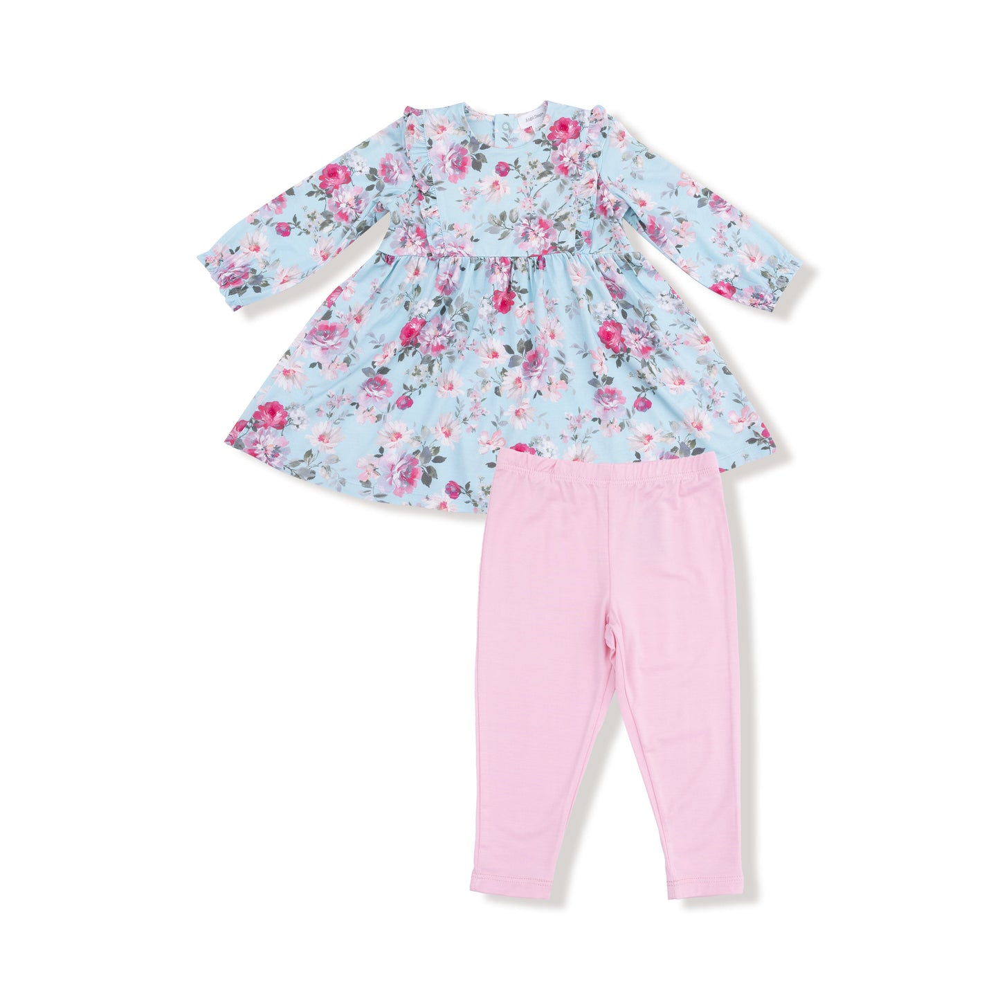 Charlotte floral ruffle long sleeve dress and legging front view