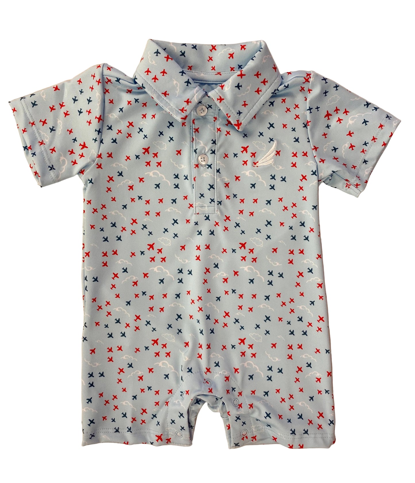 Baby Boy Patriotic Airplane Polo Romper