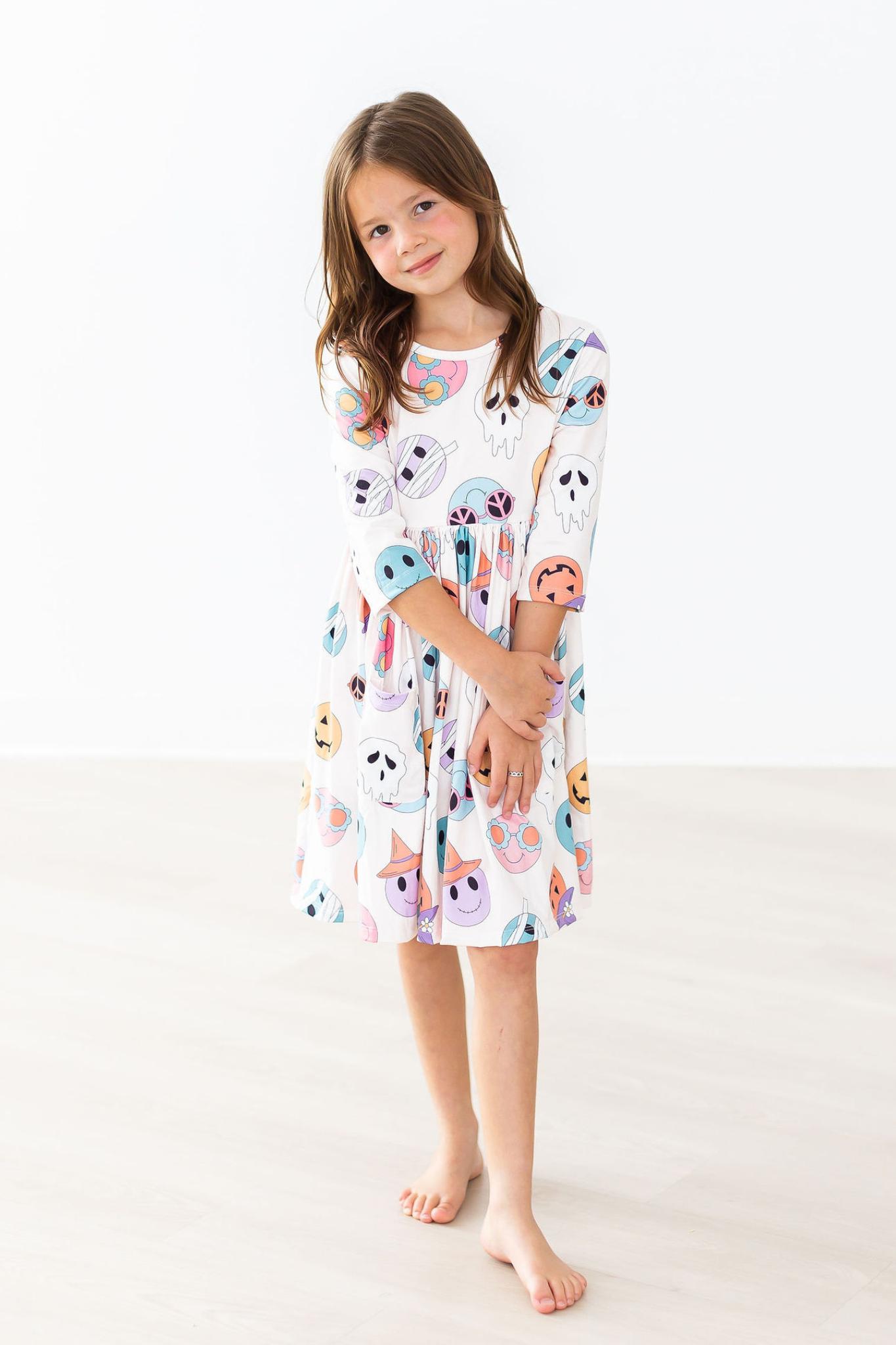 Monster Mash 3/4 Sleeve Pocket Twirl Dress