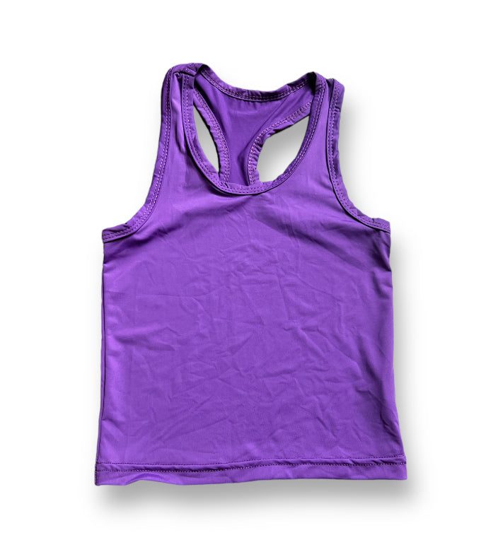 purple razorback tank top with racerback design for kids