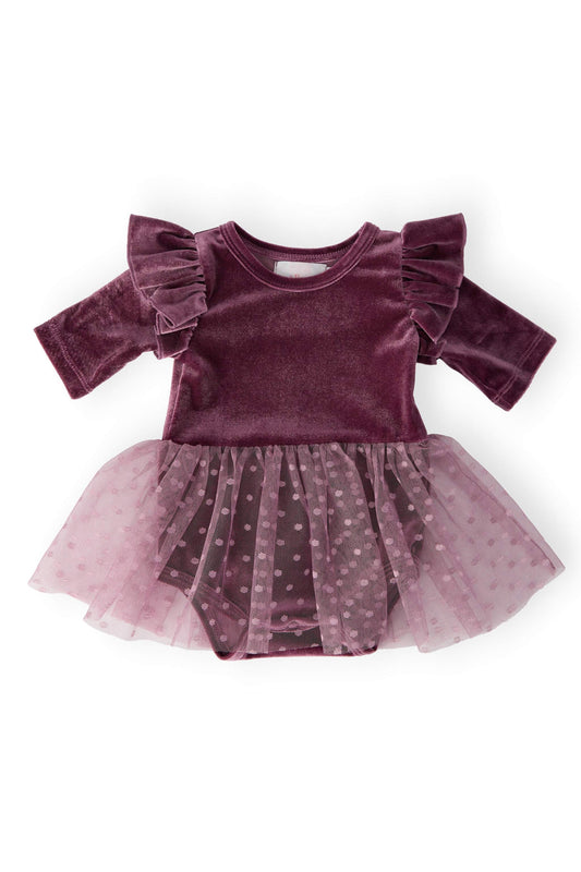 Amethyst Velvet Tutu Bodysuit
