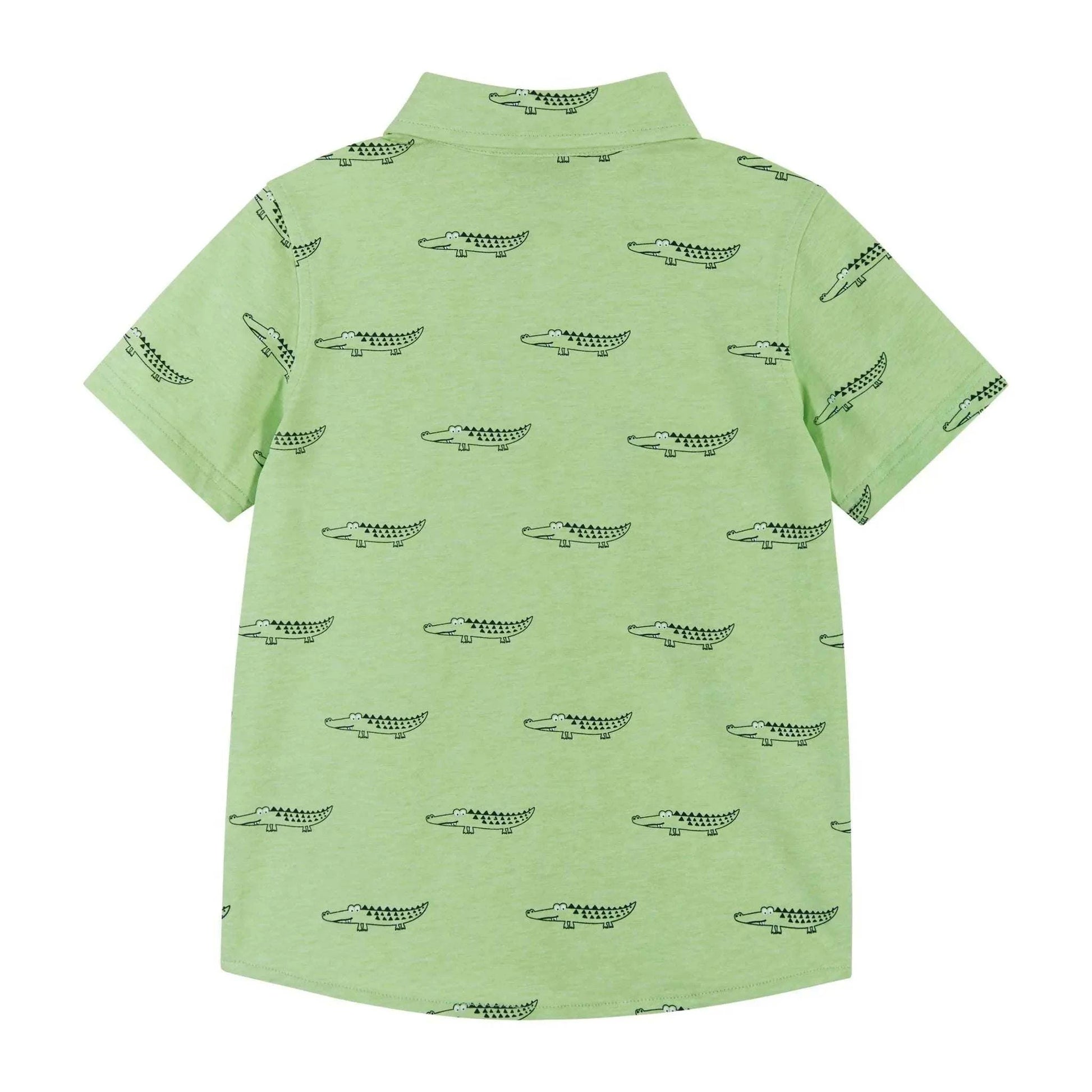 Andy & Evan - Boys Knit Buttondown - Lt Green Croc