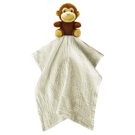 Me Lovey™ Monkey Lovey Security Blanket with soft plush monkey and cozy beige blanket for baby comfort and security