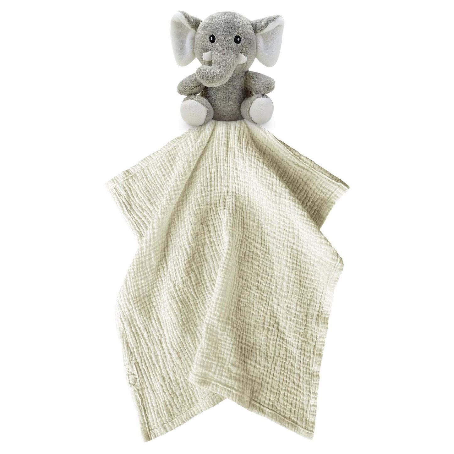 Me Lovey™ Elephant Lovey Security Blanket with soft plush elephant head and beige textured blanket for baby cuddling