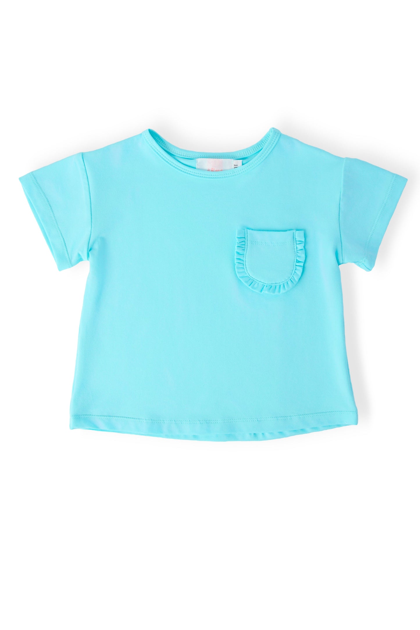 Aqua Ruffle Pocket Tee