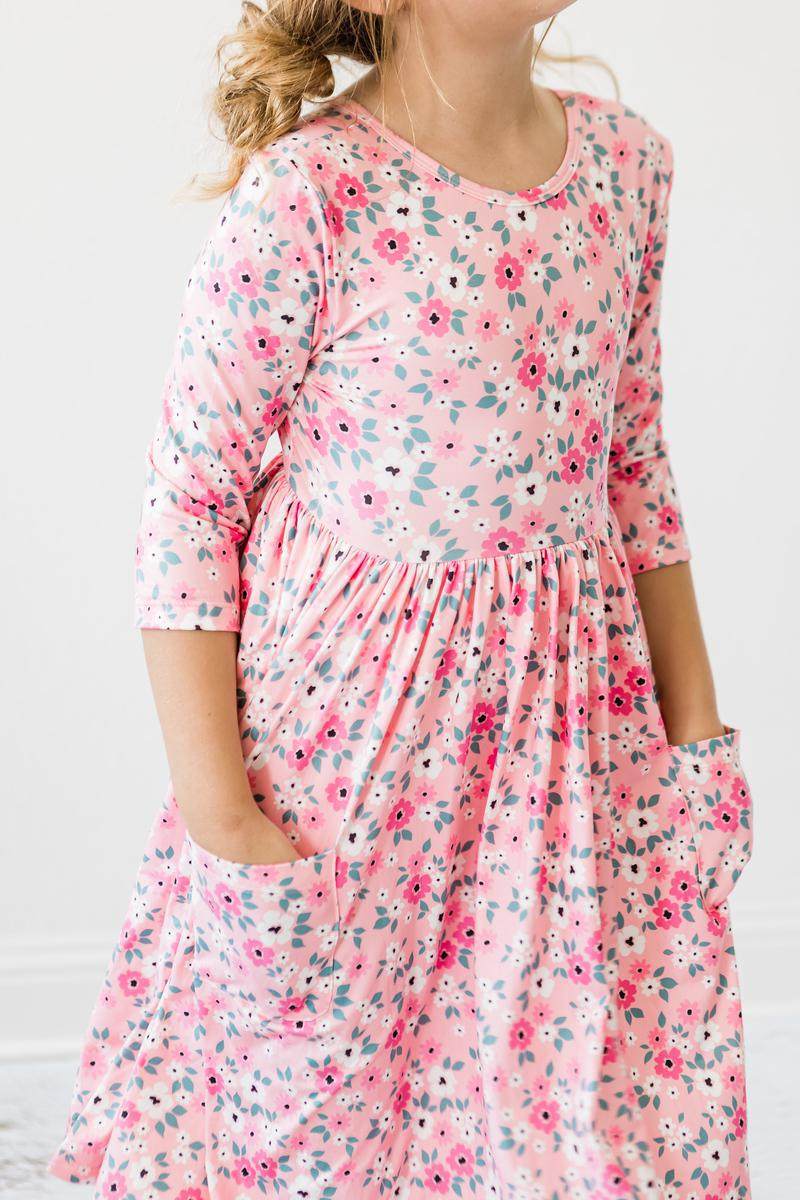 Azalea 3/4 Sleeve Pocket Twirl Dress