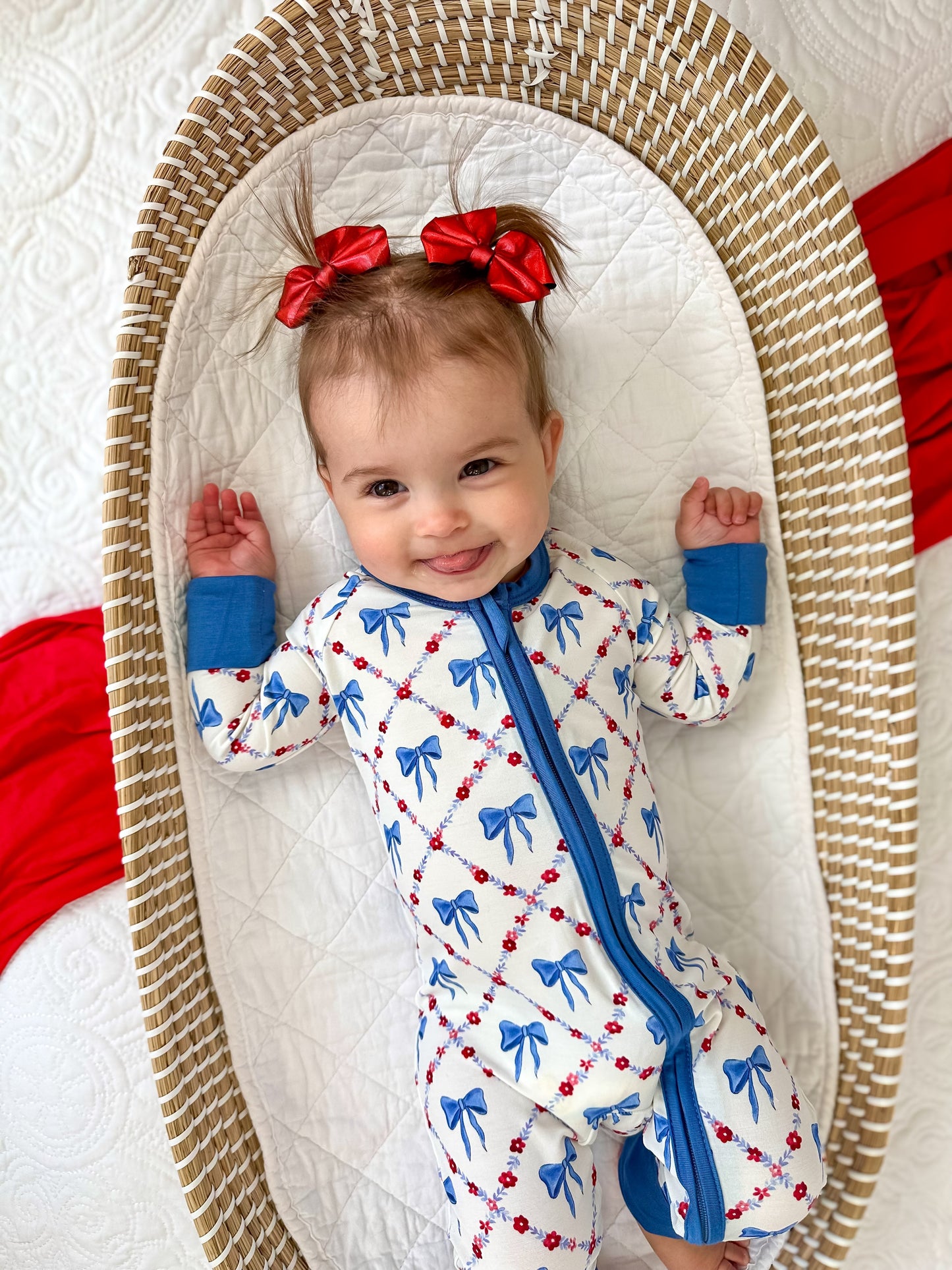 Red White & Bows Bamboo Zippy Pajamas