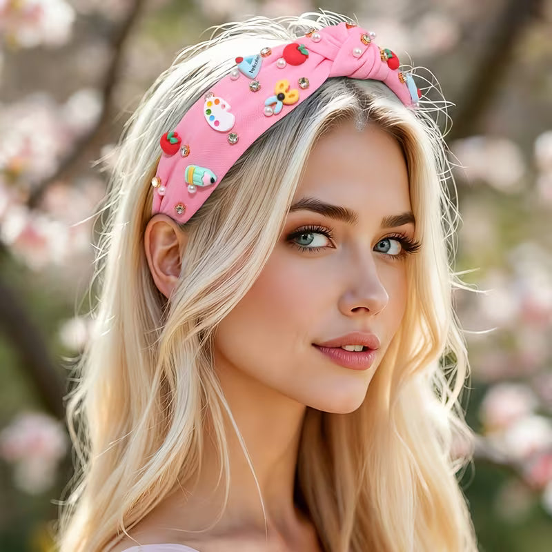 Adorable back to school headband hair accessory full length view