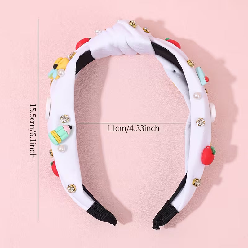 Adorable back to school headband hair accessory side view