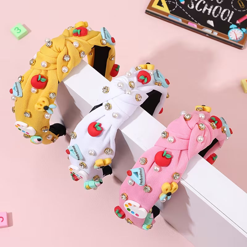 Adorable back to school headband hair accessory back view