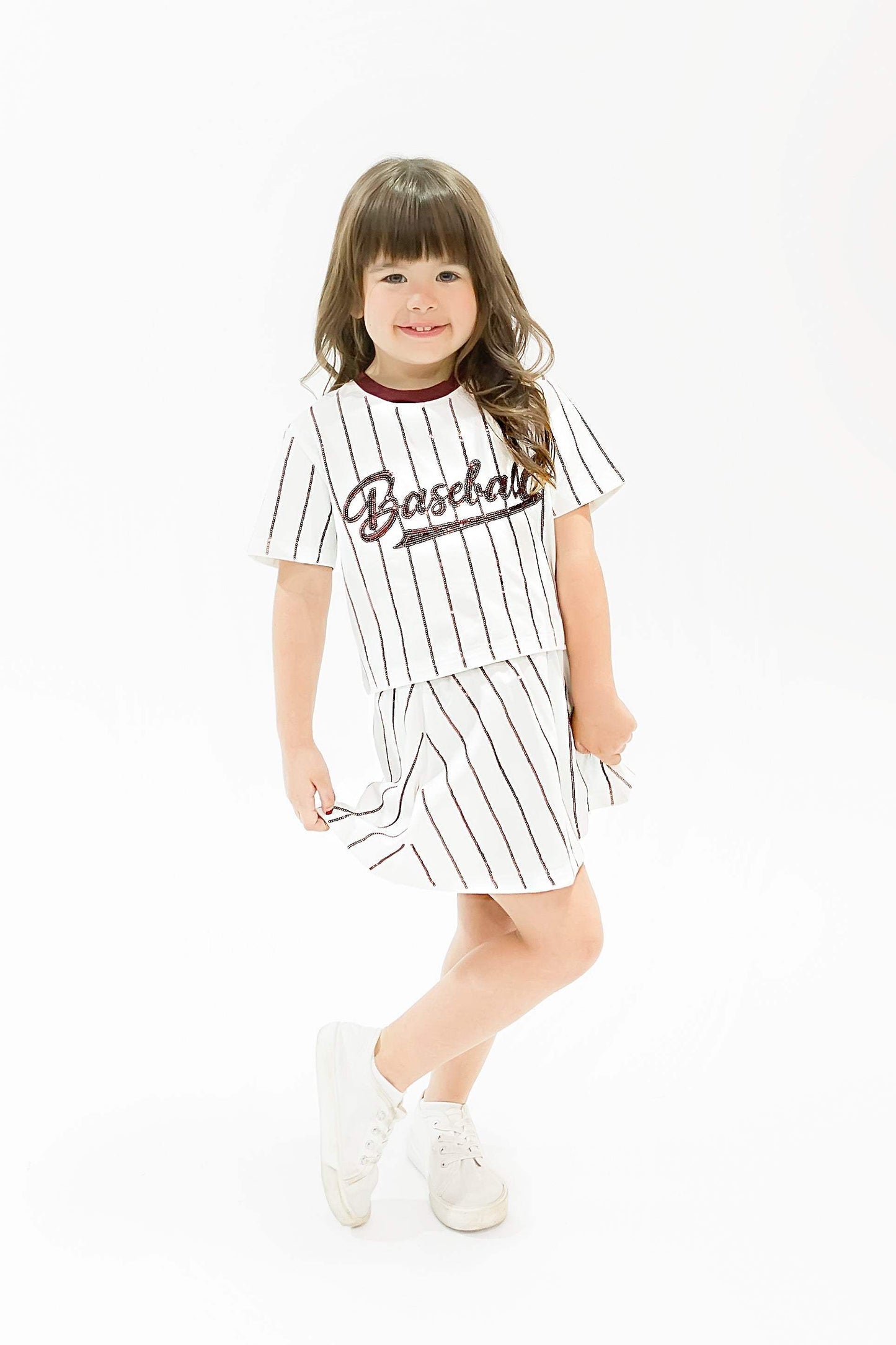 Baseball Maroon Striped Top