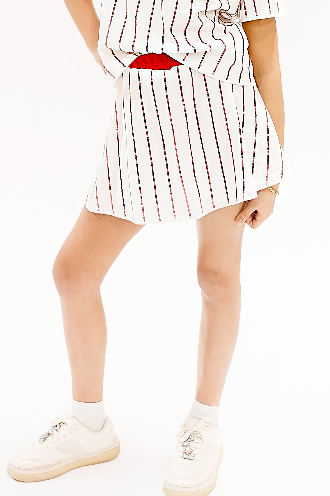 Baseball Red Striped Skort
