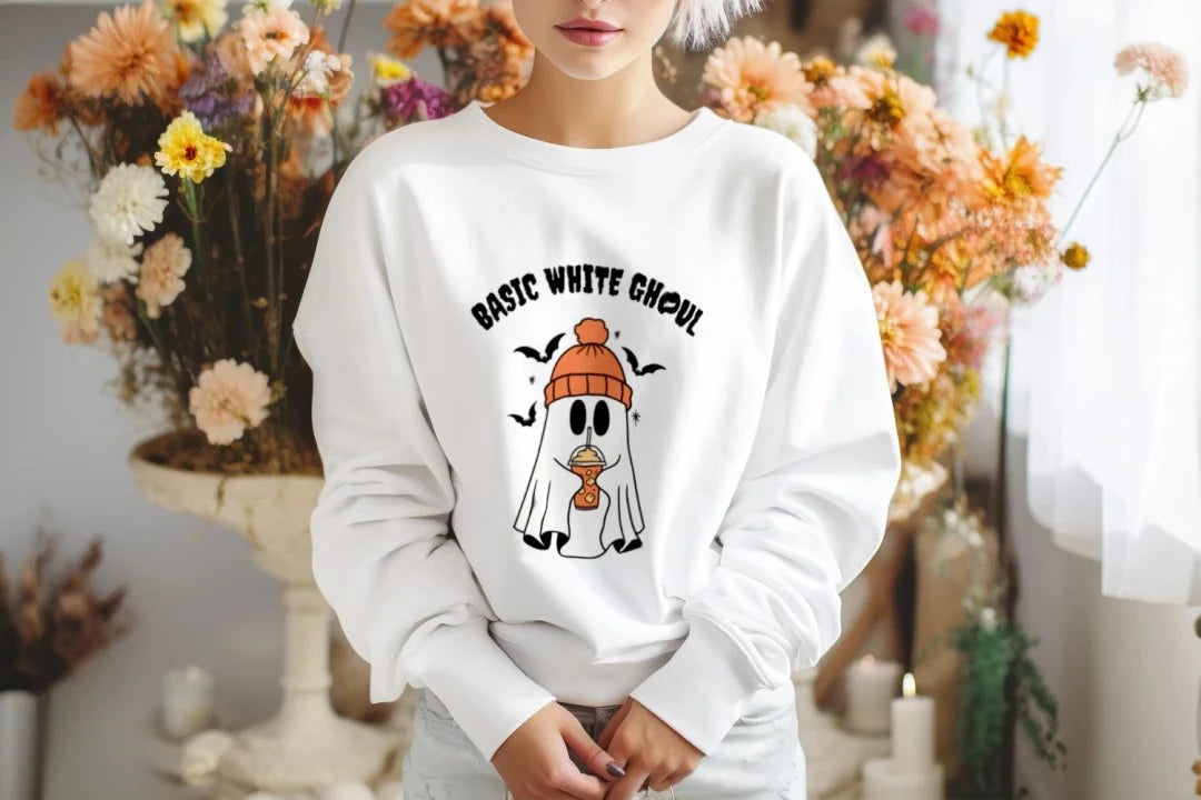 Basic White Ghoul Halloween Sweatshirt
