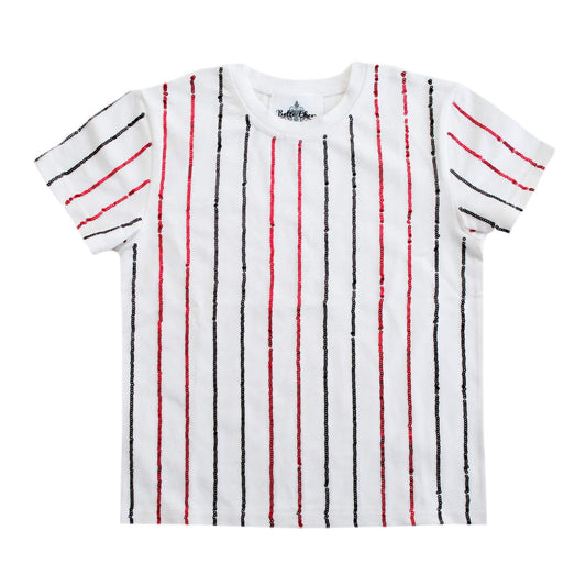 Black and Red Sequin Striped Kid Shirt