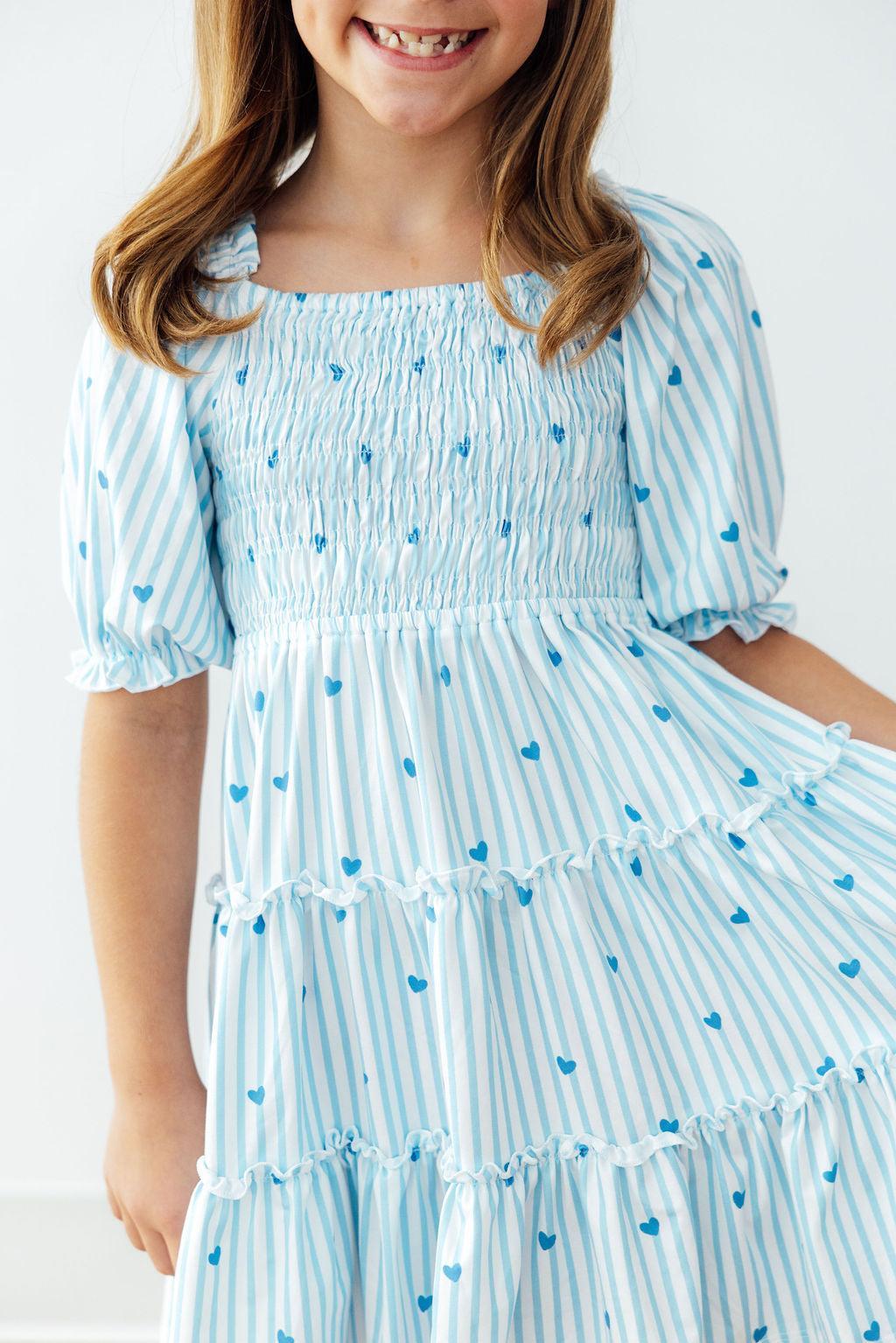 Blueberry Kisses Smocked Ruffle Dress