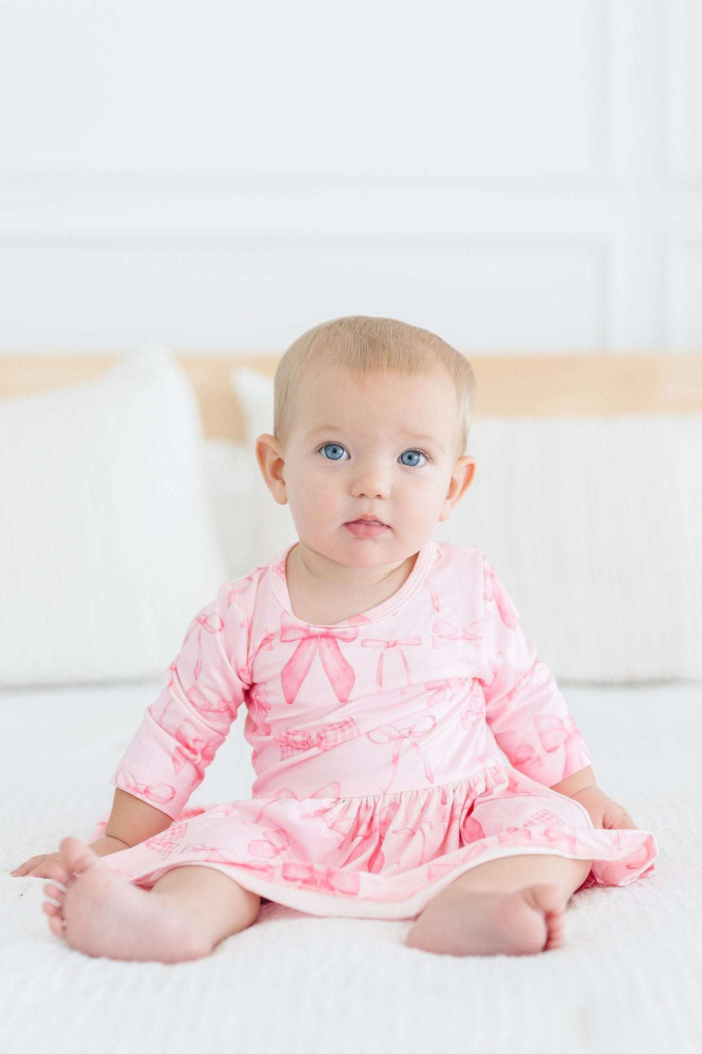 Blushing Bows 3/4 Sleeve Twirl Bodysuit